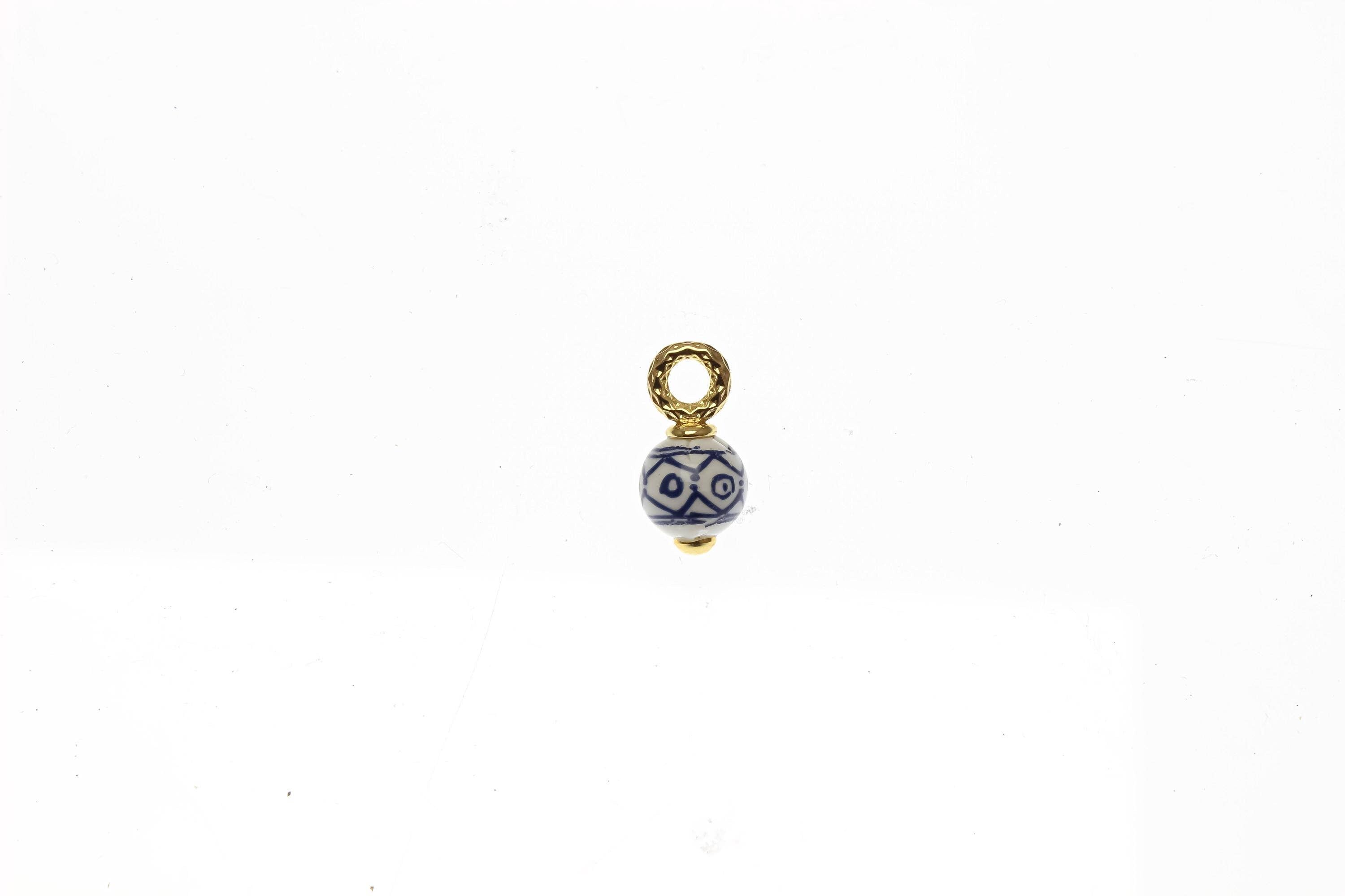 Traditional Chinese Porcelain Vase Charm, Blue and White