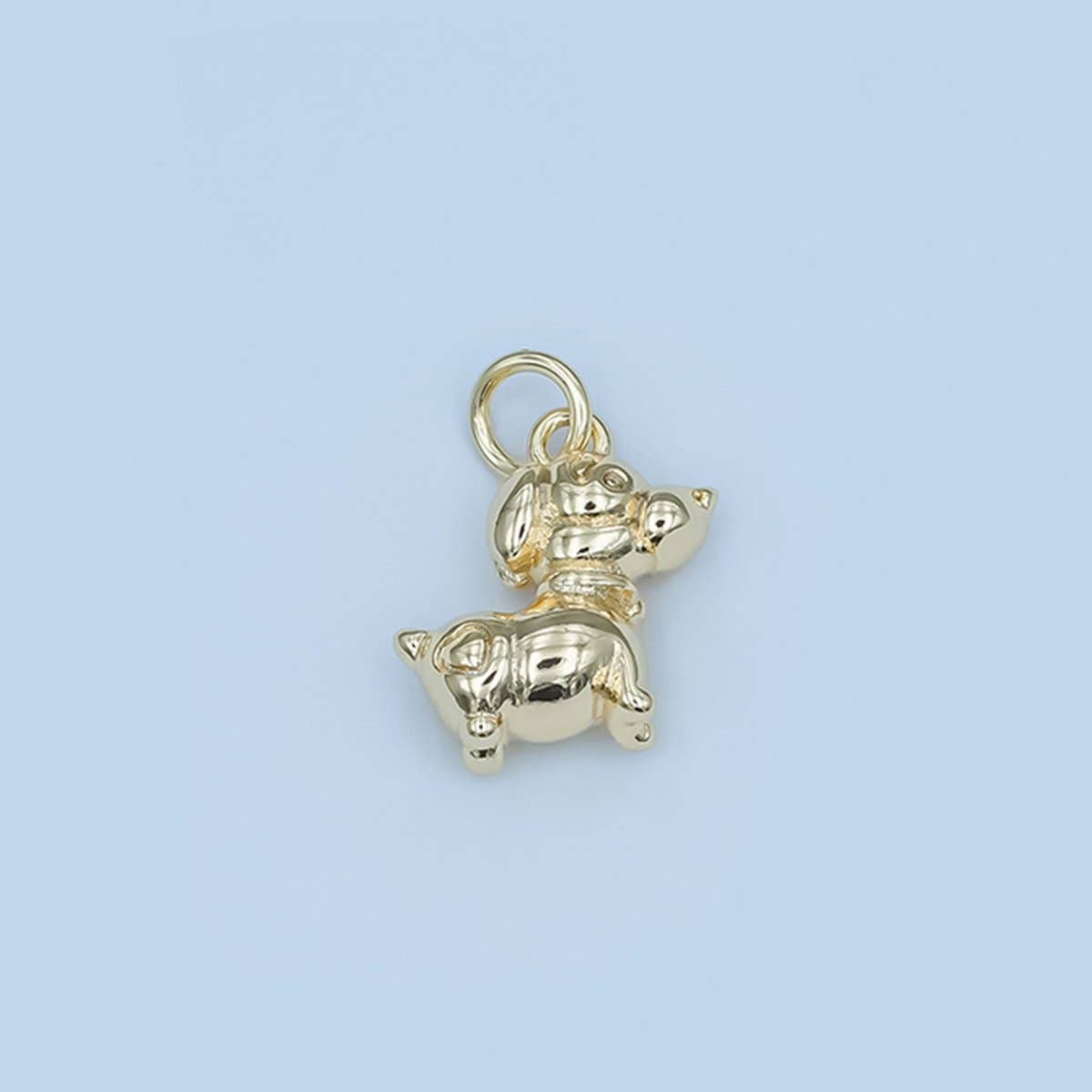 24K Gold Filled Puppy Dog Multidimensional 3D Charm in Gold