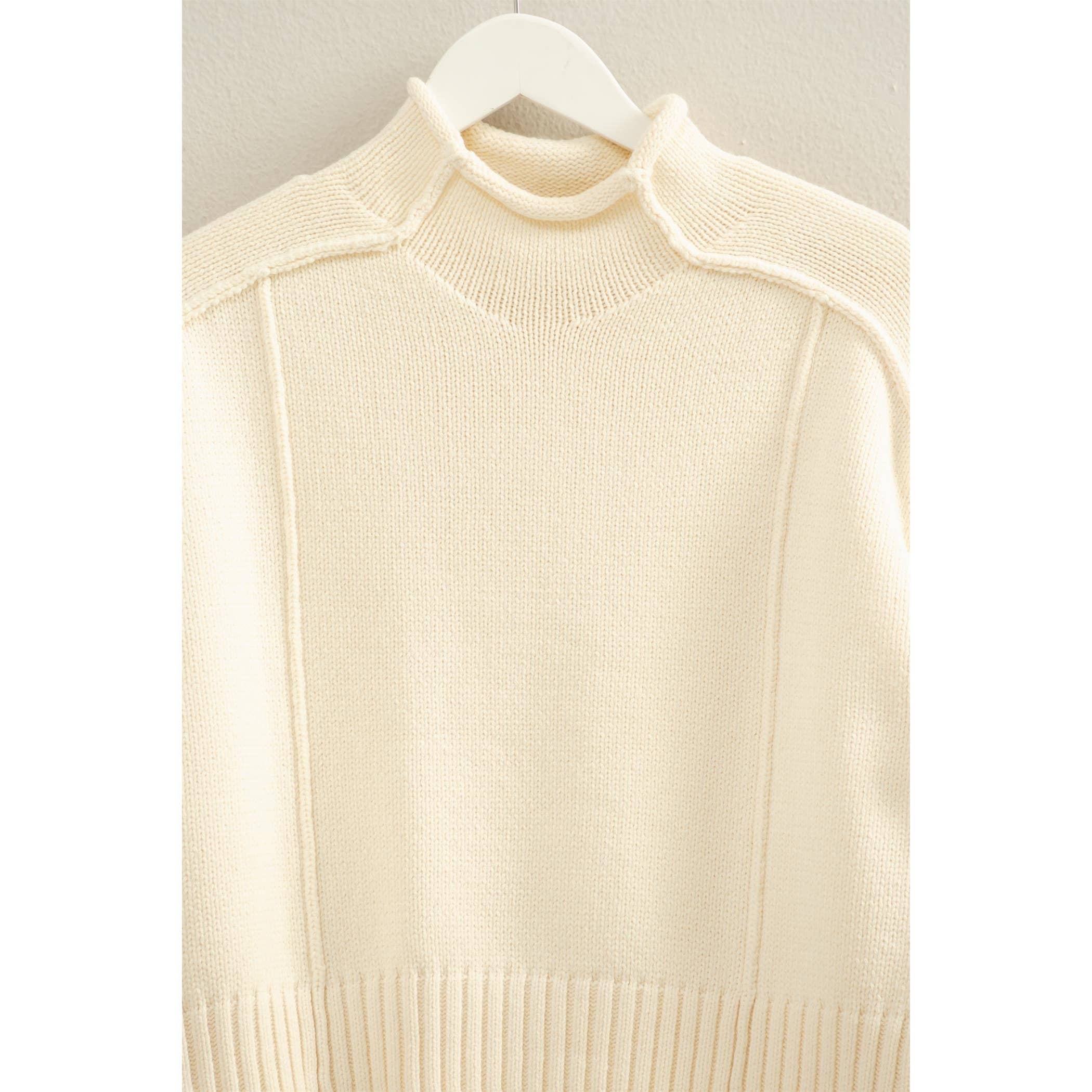 Mock Neck Ribbed Sweater