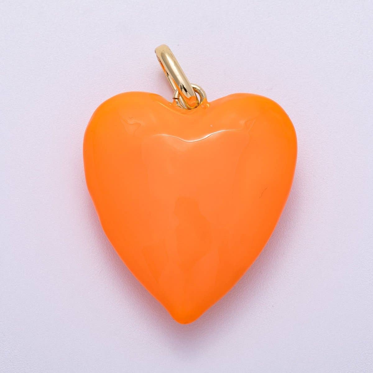 16K Gold Filled 35mm Colorful Pastel Enamel Chubby Heart Pendant | Charms-00583 ~ Charms-00588