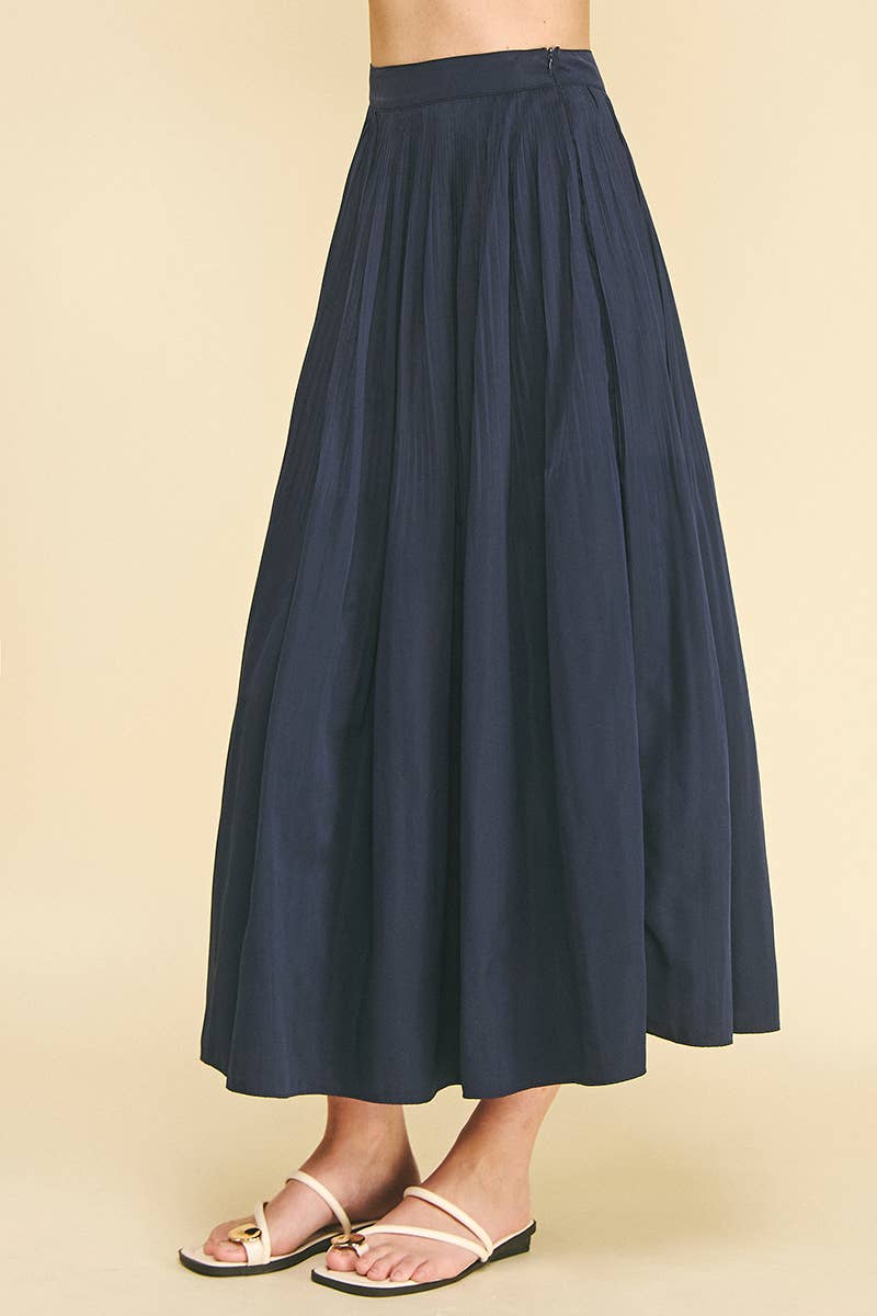 PLEATED A-LINE MIDI SKIRT - 6528S