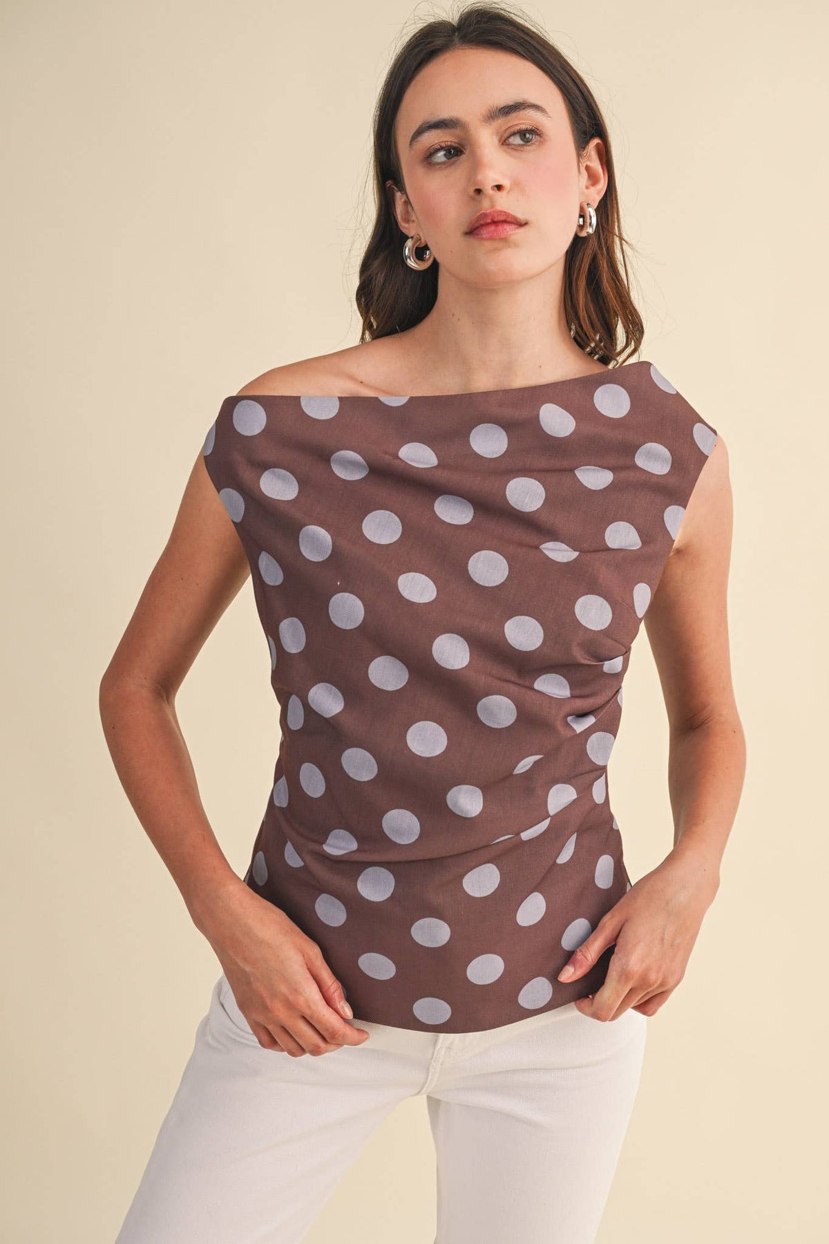 POLKA DOT OFF SHOULDER TOP