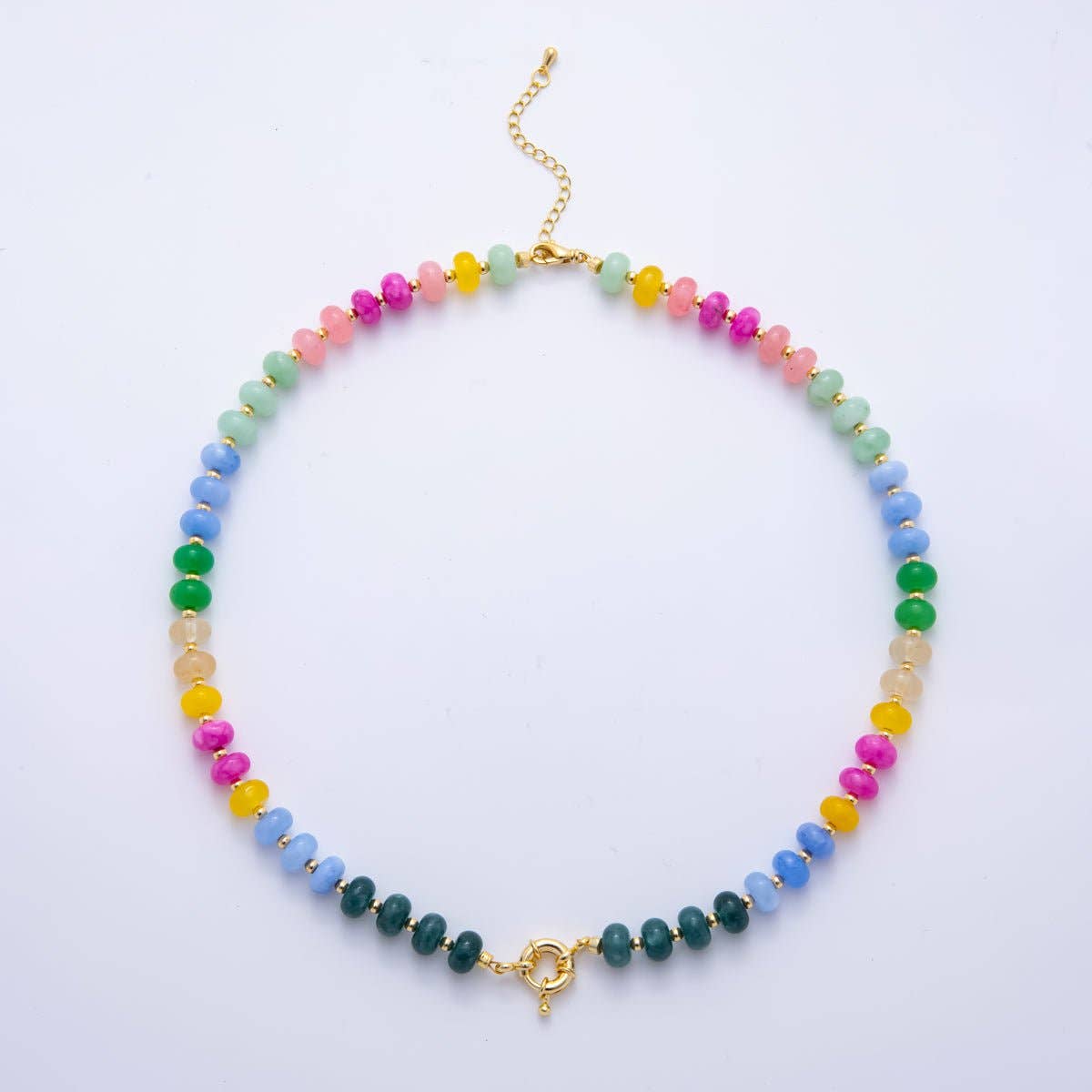 Candy Gemstone Beaded Chain Necklace