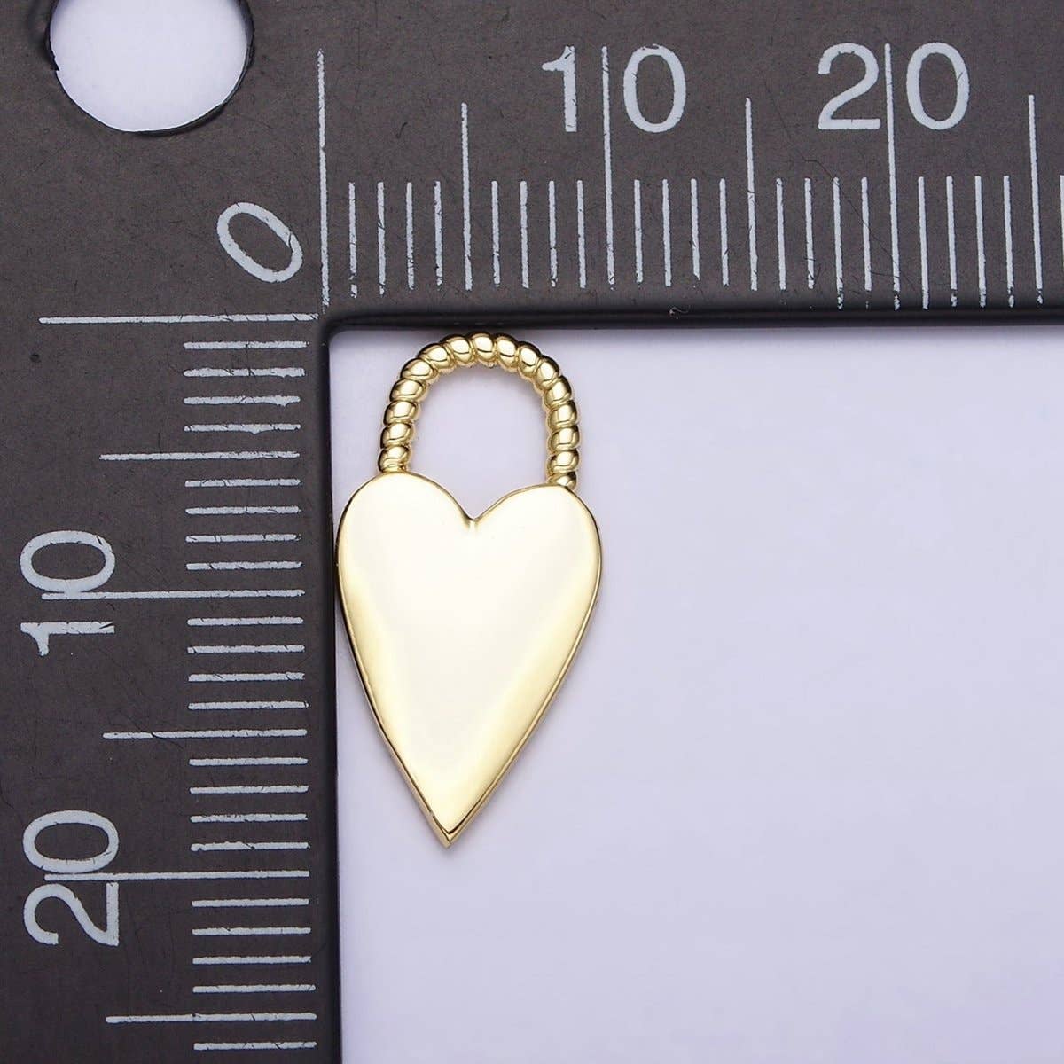 16K Gold Filled Heart Love Twisted Handle Padlock Charm