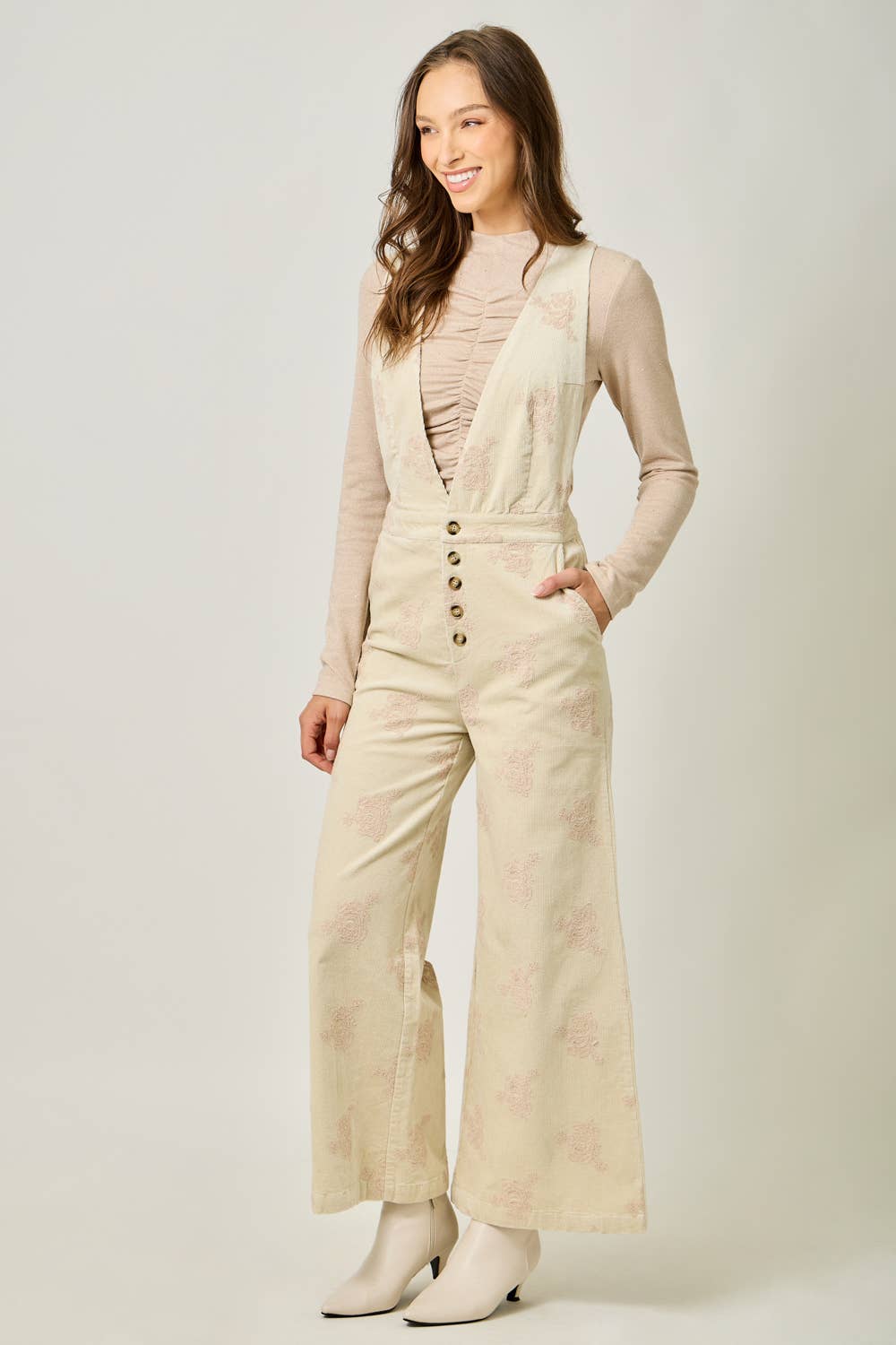 Fernie Embroidered Corduroy Jumpsuit