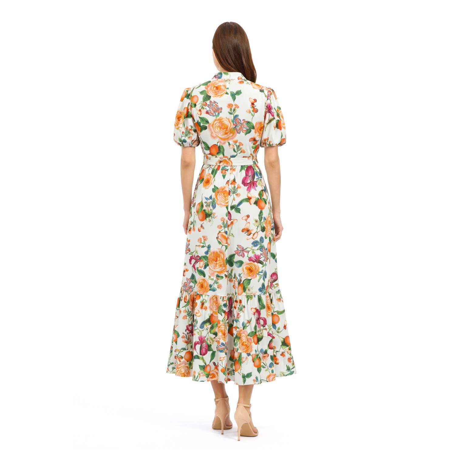Tangerine Bloom Long Shirt Dress