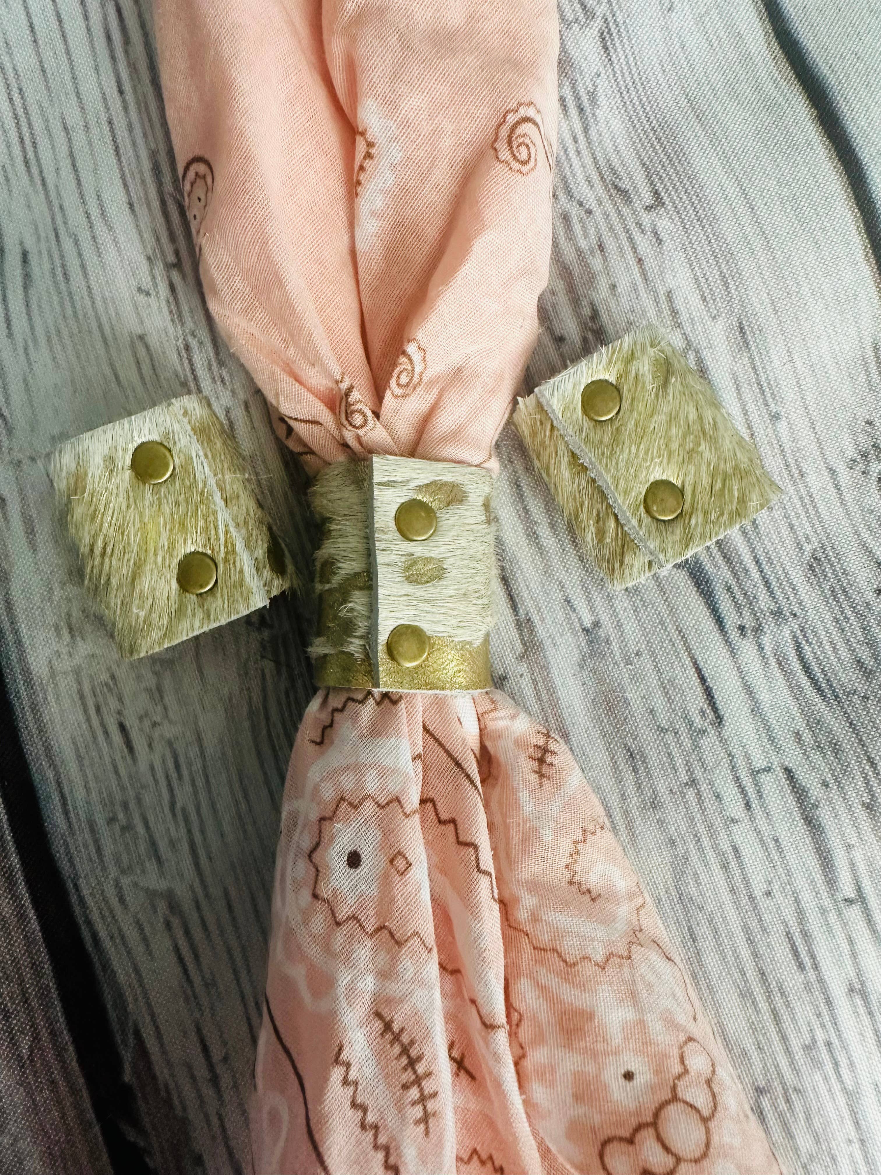 Gold Metallic Cowhide Bandana Slides 