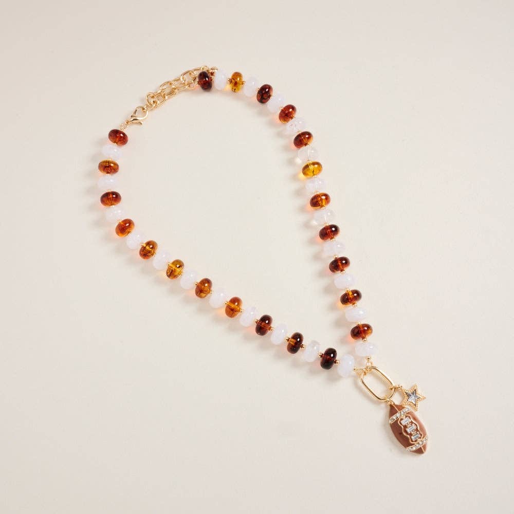 18 Inch Football Star Game Day Pendant Bead Necklace