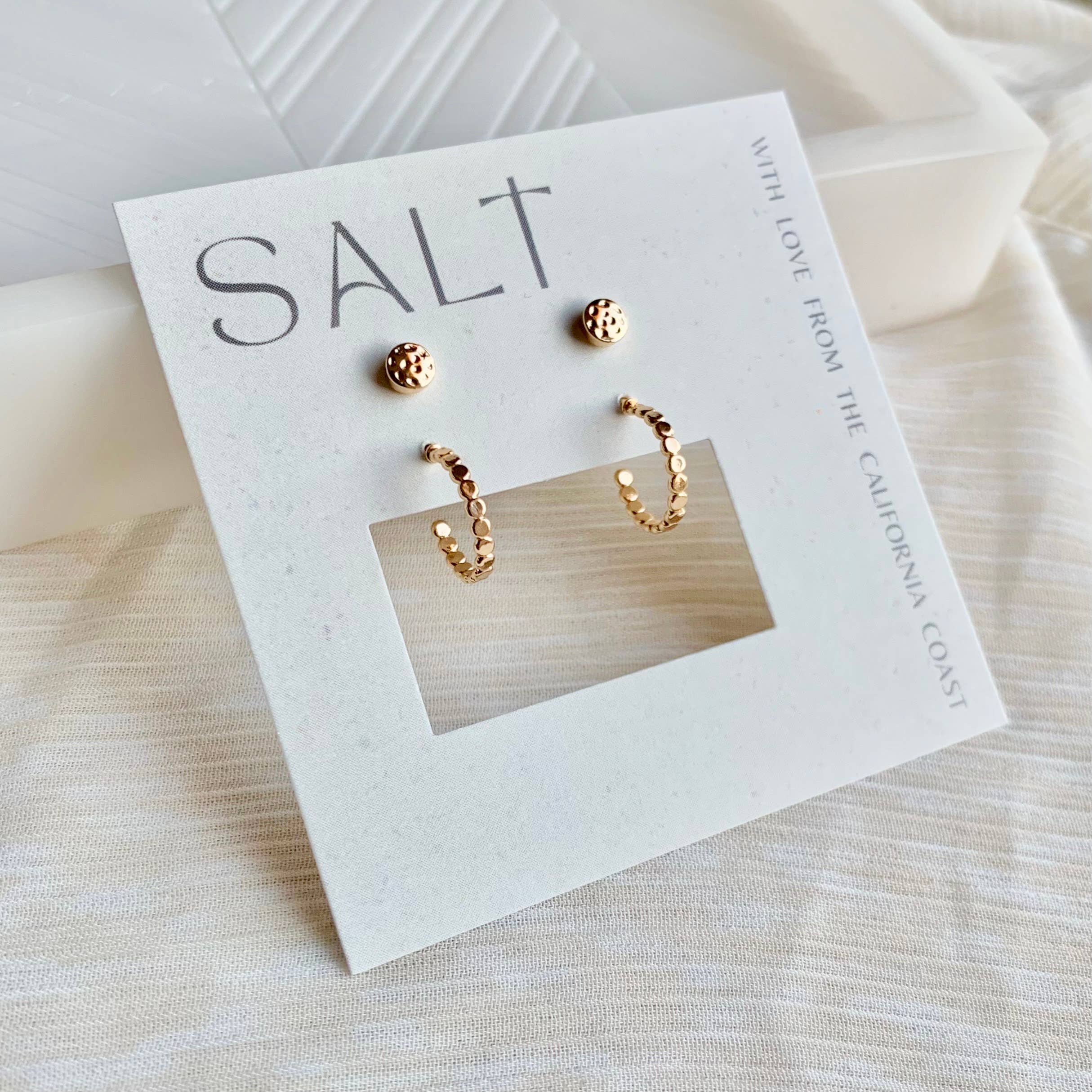 EVERYDAY HOOP & STUD SET | gold dainty stud post earrings