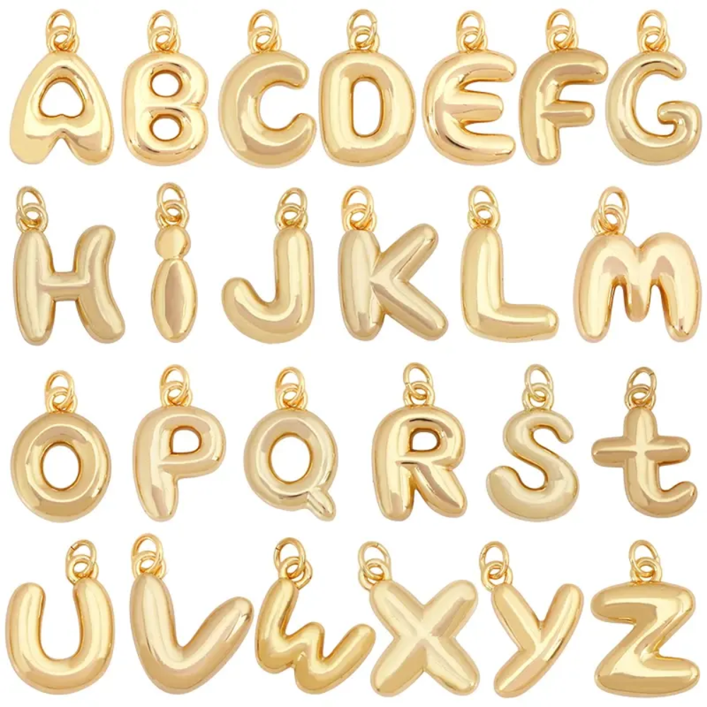 Bubble Letter Initial Charms