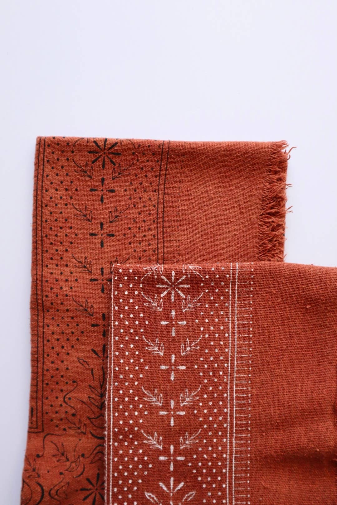 Terracotta Classic Print Naturally Dyed Bandana (white)