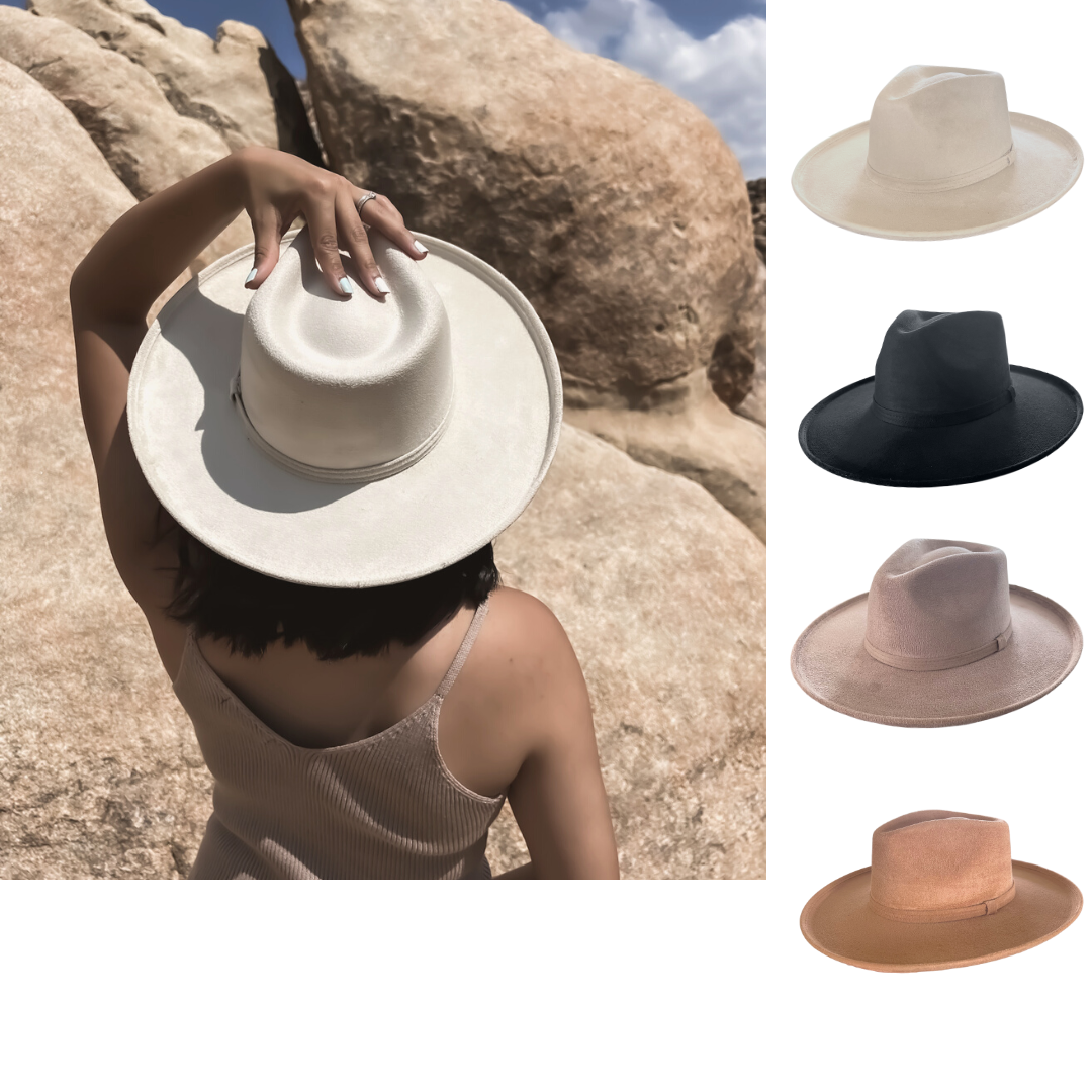 Pencil Curl Stiff Brim Fedora Hat: Ivory