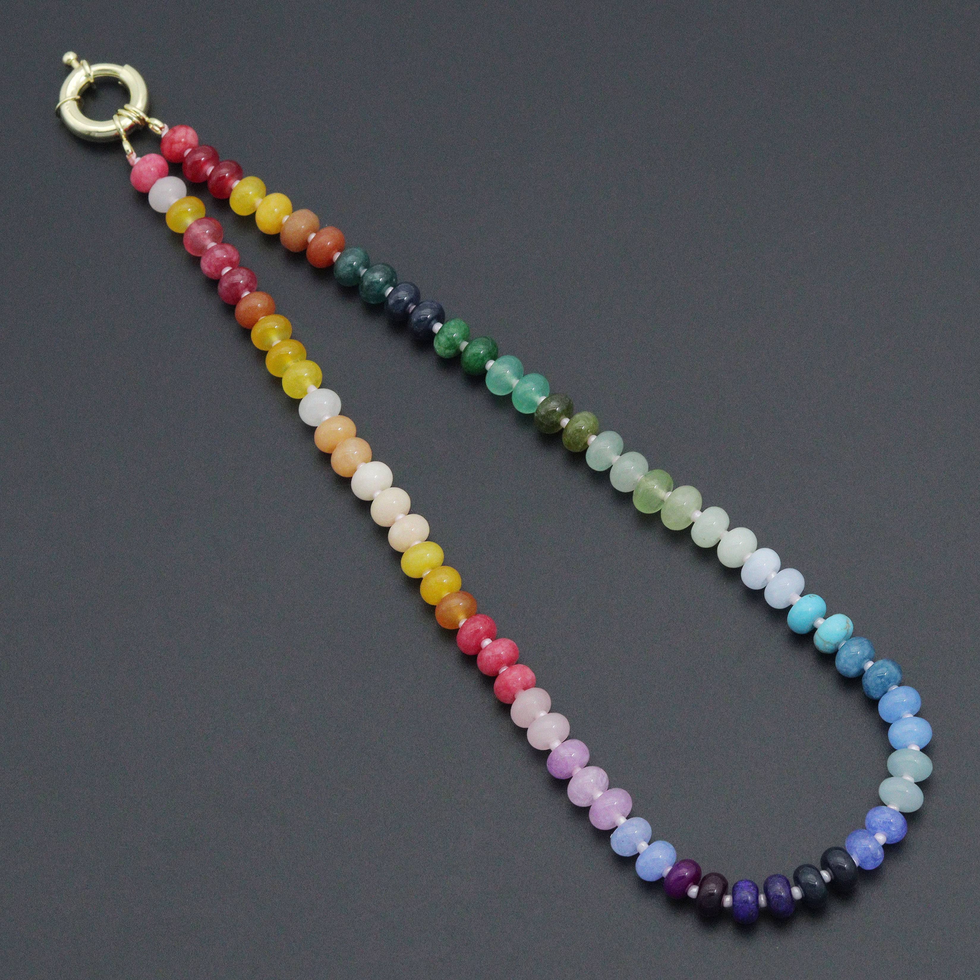 Natural Roundelle Gemstone Rainbow necklace, SKU# EF762