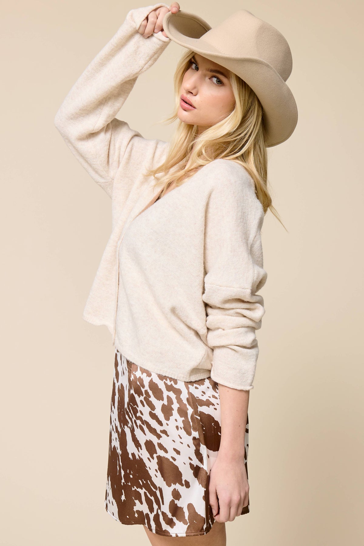V neck Batwing Sleeve Button Up Cardigan