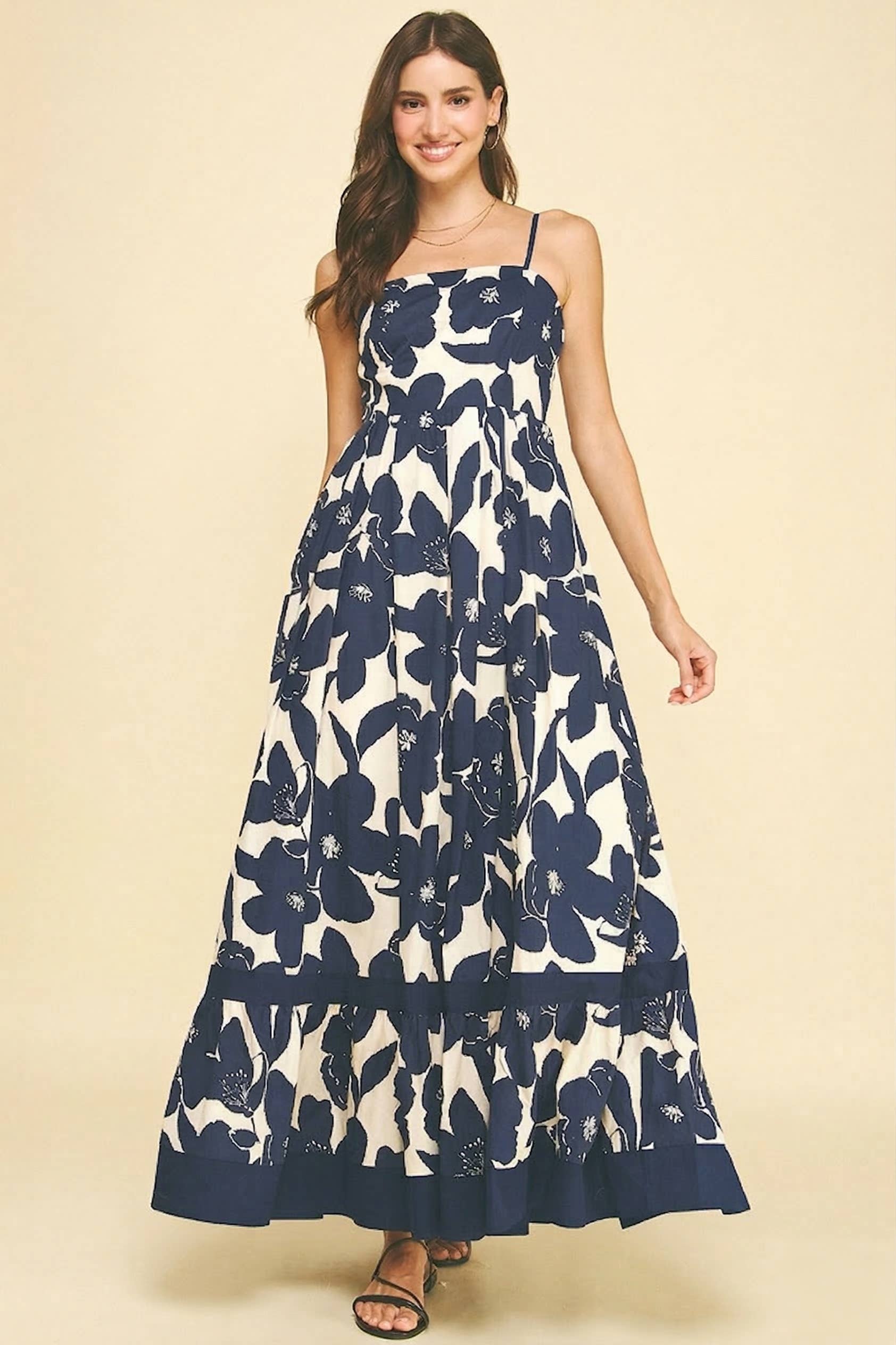 FLORAL TIERED MAXI DRESS - 6658D