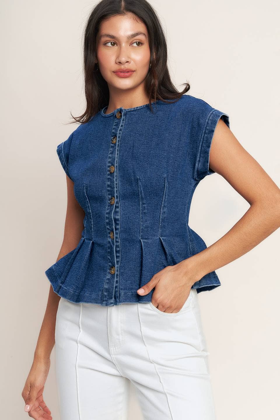 Emille washed denim top
