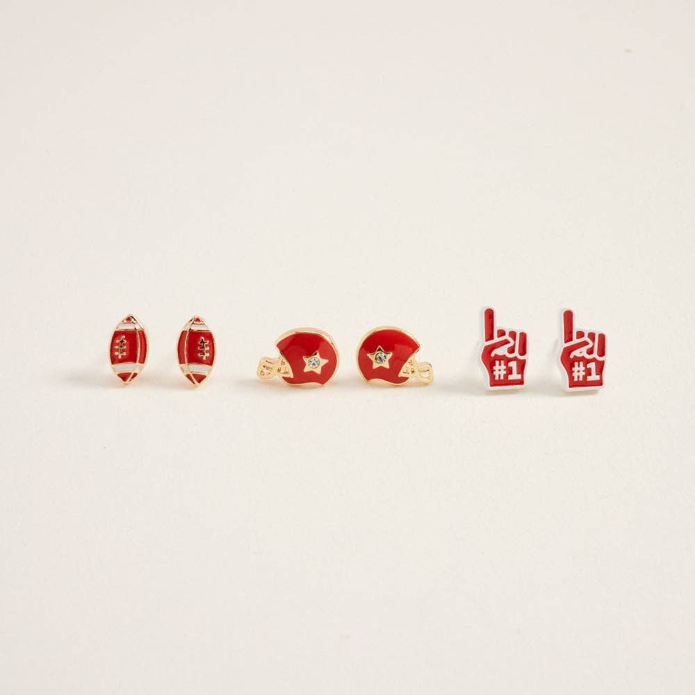 Football Helmet Foam Finger 3 Set Earrings