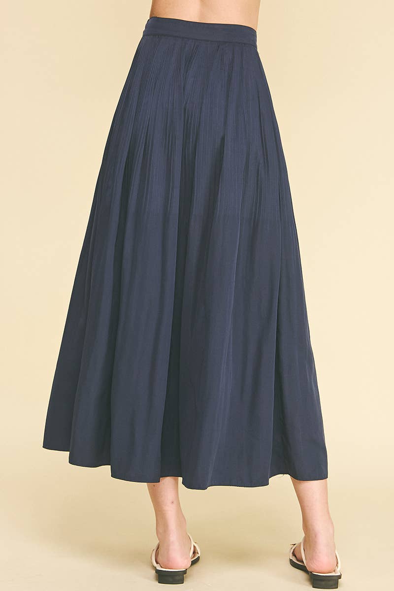 PLEATED A-LINE MIDI SKIRT - 6528S