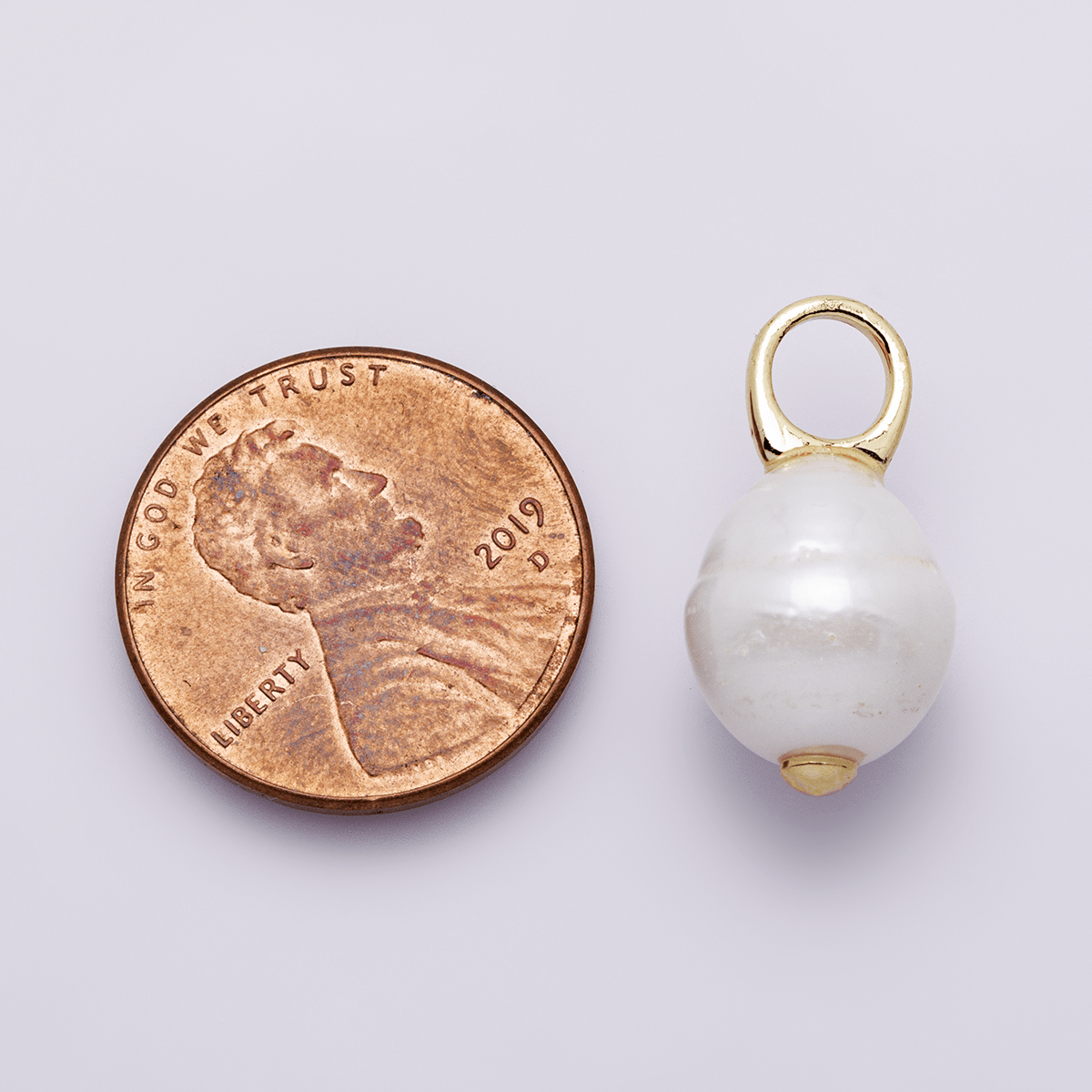 14K Gold Filled White Ringed Baroque Freshwater Pearl Drop Pendant | P1734