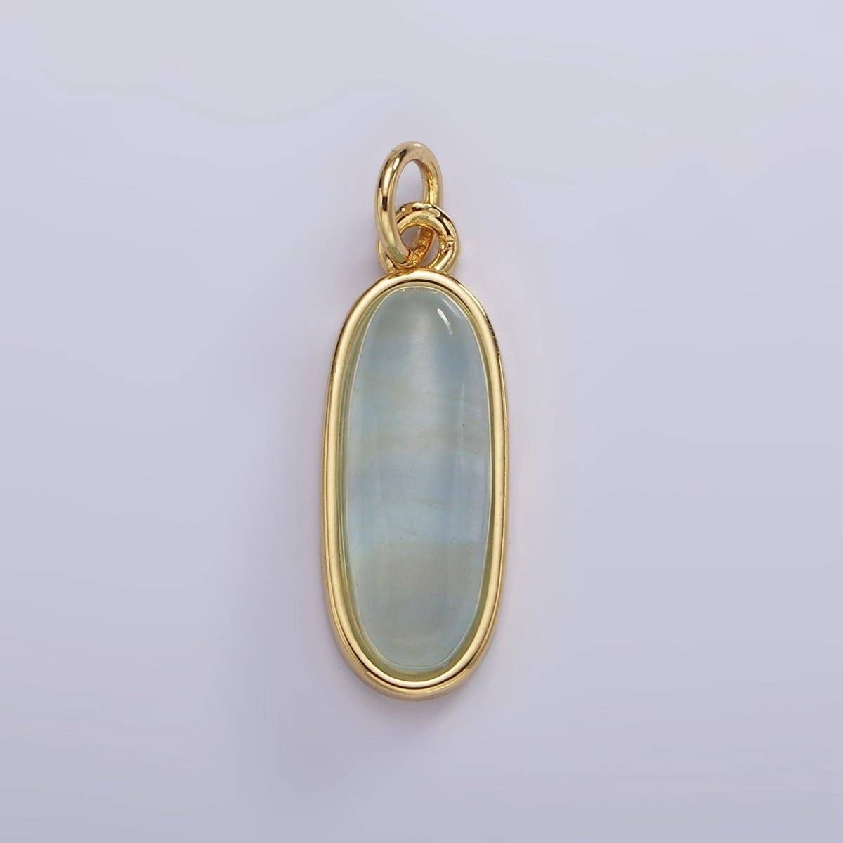 14K Gold Filled 24mm Natural Gemstone Bezel Oblong Charm | AG574 - AG581