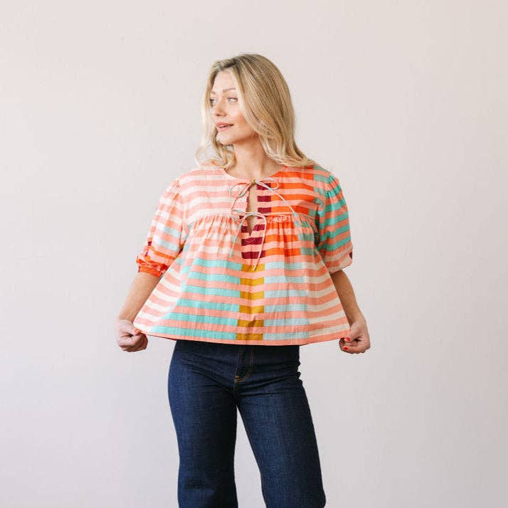 Apricot Colorful Stripe Mira Top