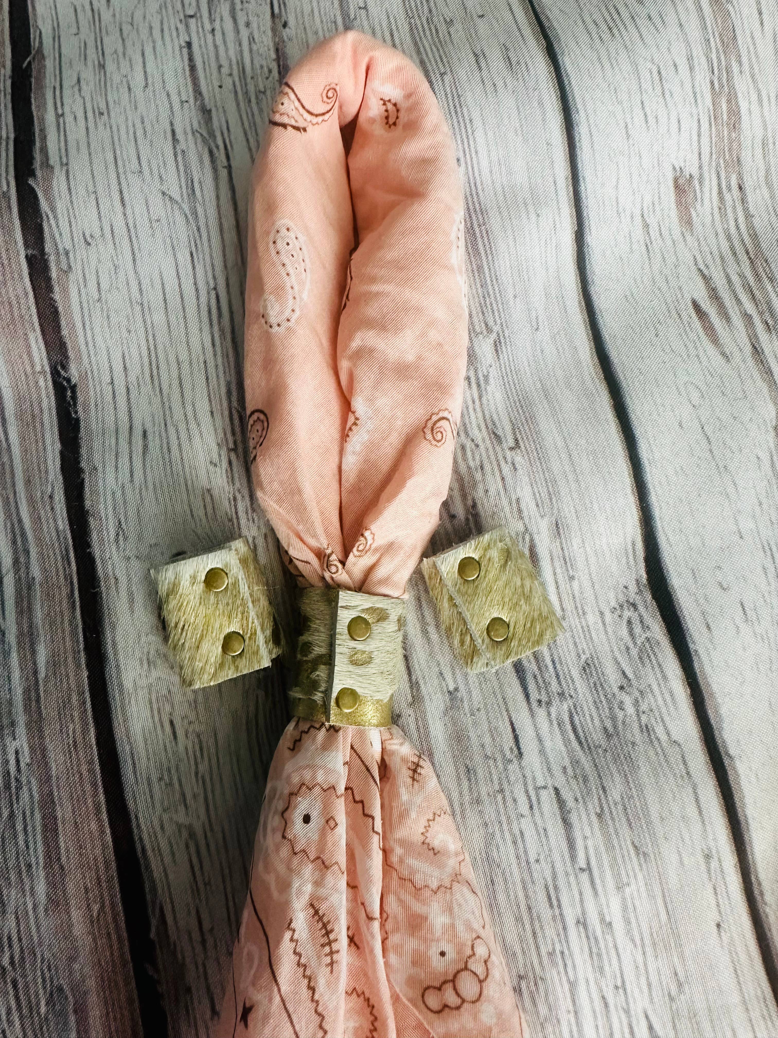 Gold Metallic Cowhide Bandana Slides 