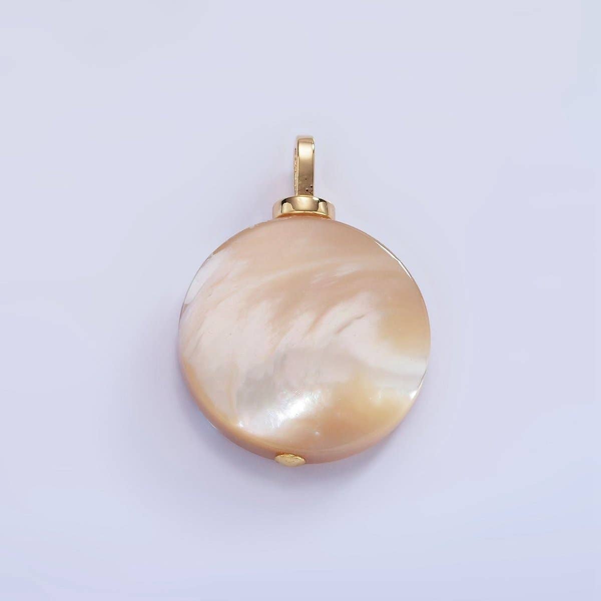 16K Gold Filled Peach White Shell Pearl Micro Paved Pendant | P1575