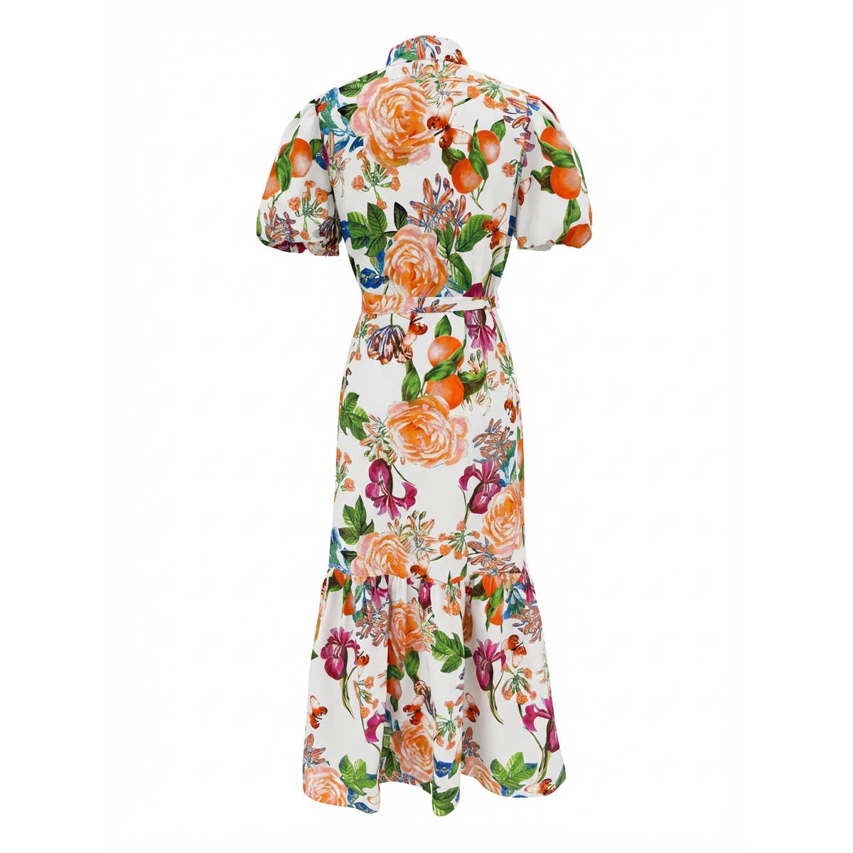 Tangerine Bloom Long Shirt Dress