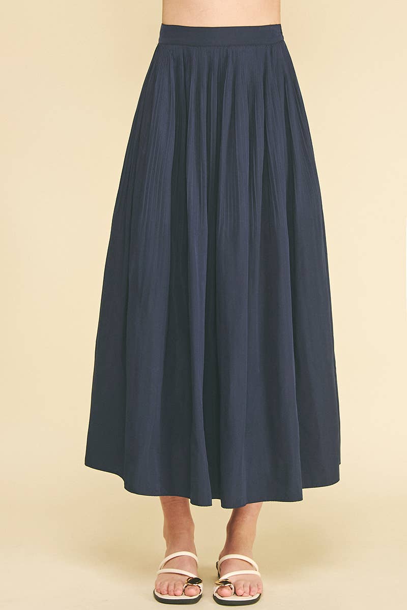 PLEATED A-LINE MIDI SKIRT - 6528S