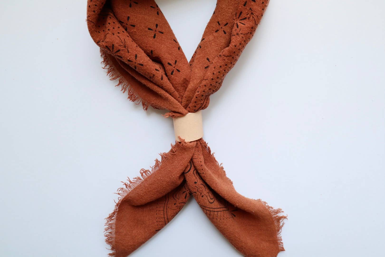 Terracotta Classic Print Naturally Dyed Bandana (black)