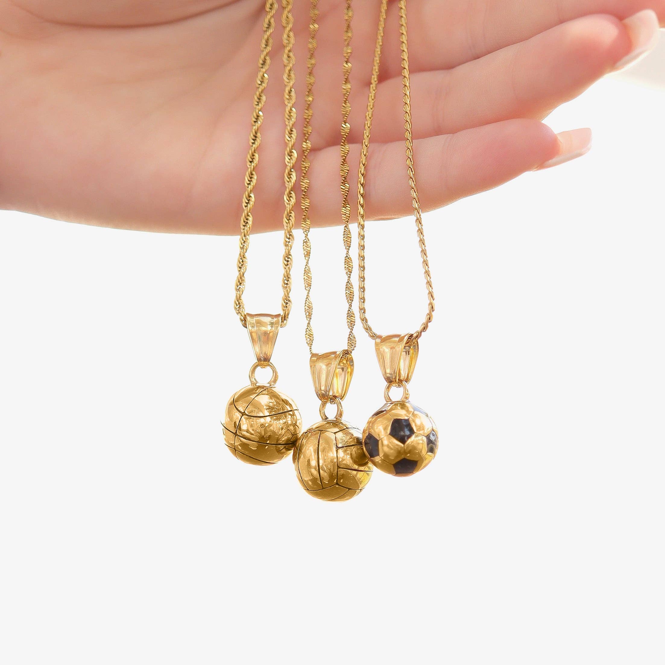 18K Gold PVD Stainless Steel 3D Basketball Charm