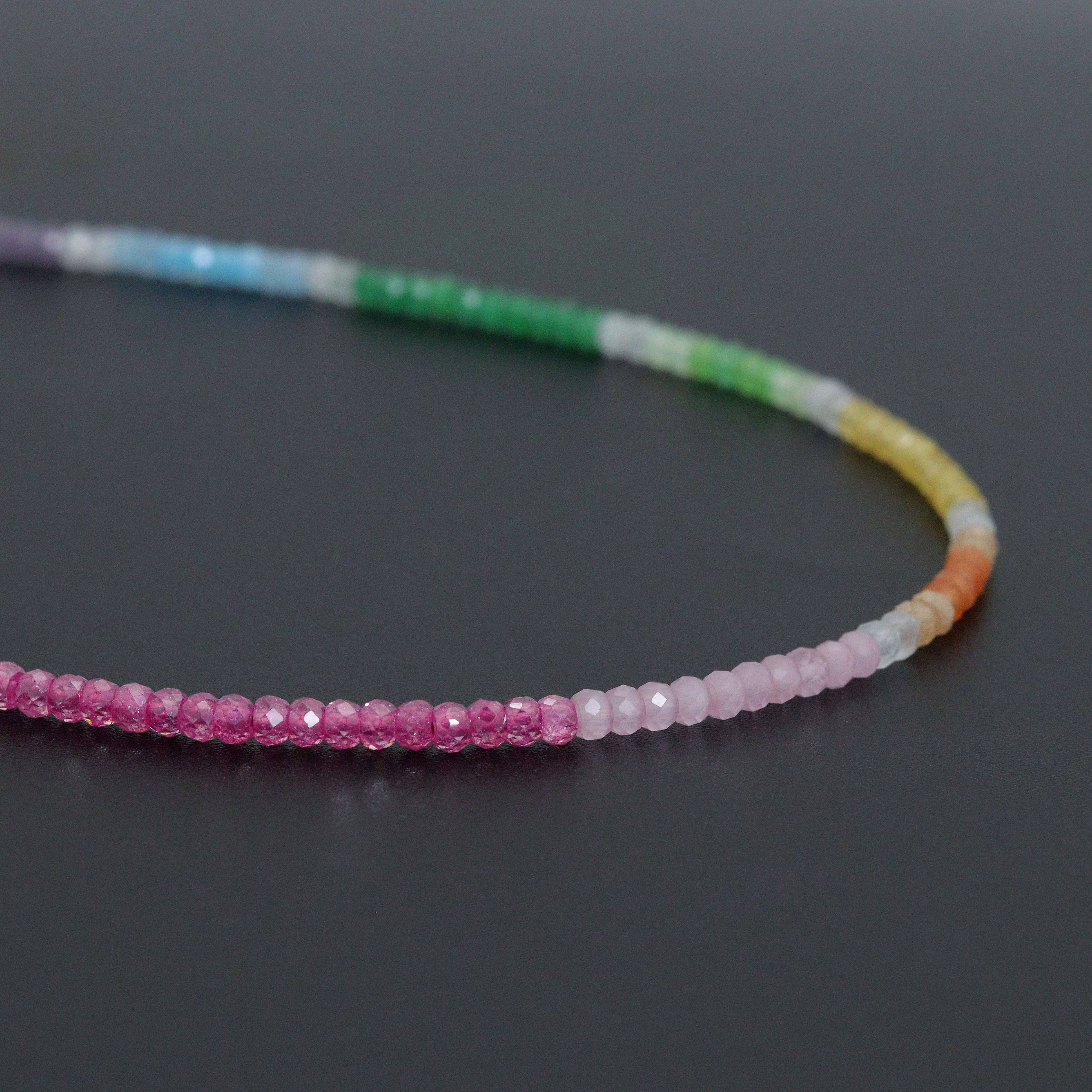 New Rainbow Color Rondelle Gemstone beads necklace, sku#EF817