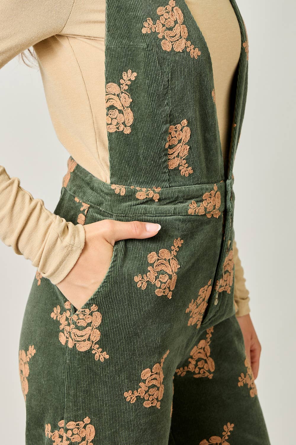 Fernie Embroidered Corduroy Jumpsuit