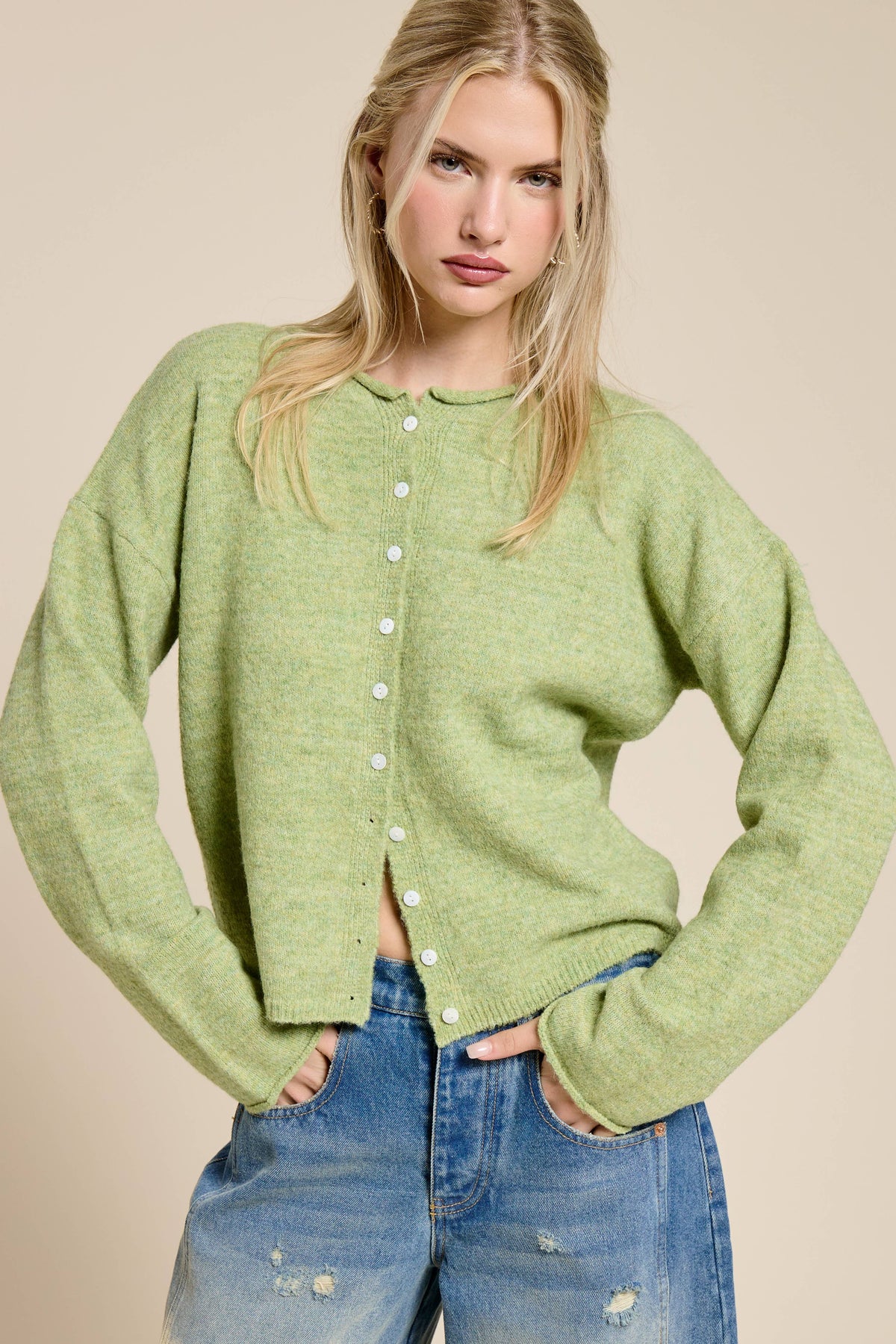 Open-Pack Essential Button Down Cardigan Top