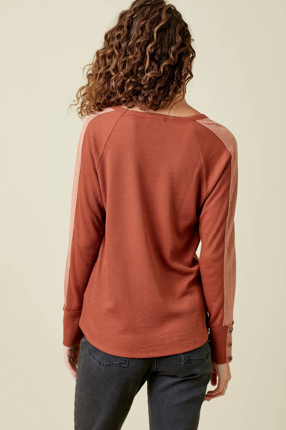 Mixed Waffle Knit Top