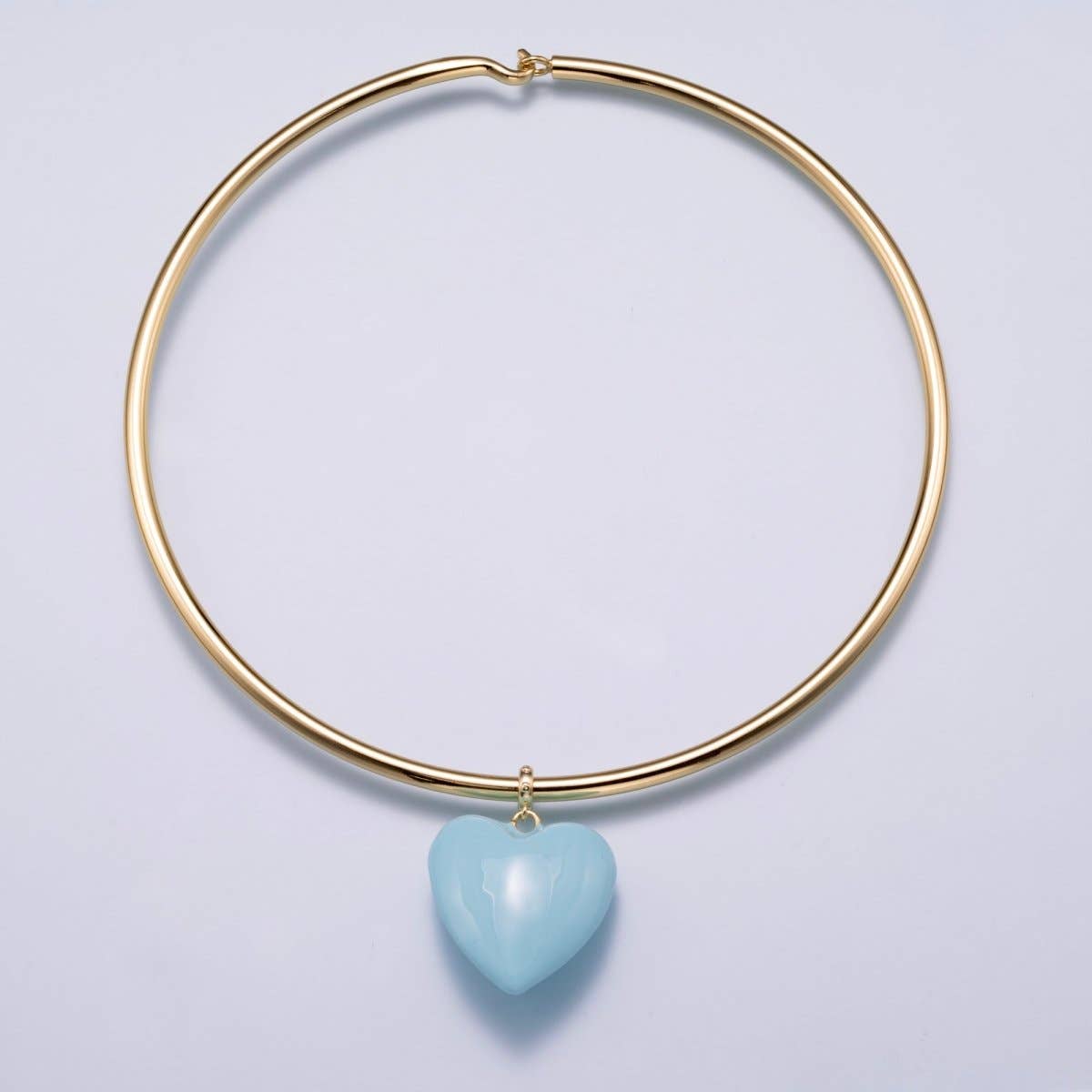 NEW SUMMER 16K Gold Filled 4mm Minimalist Thick Wide Tube Torque Choker Floating Collar Necklace | WA-04277