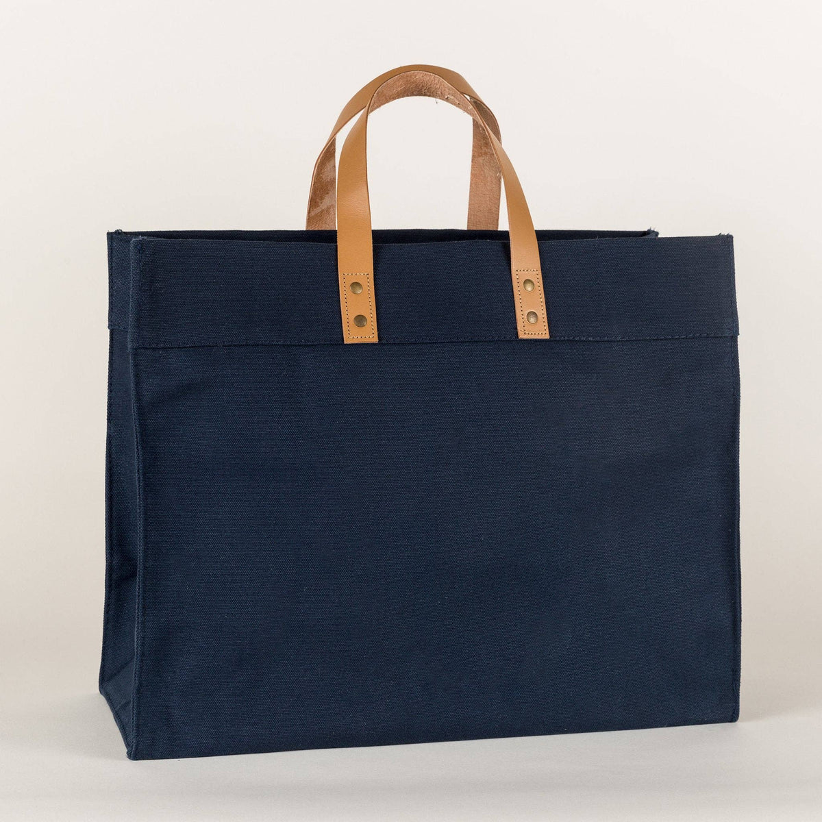 Box Tote Bag Canvas and Leather