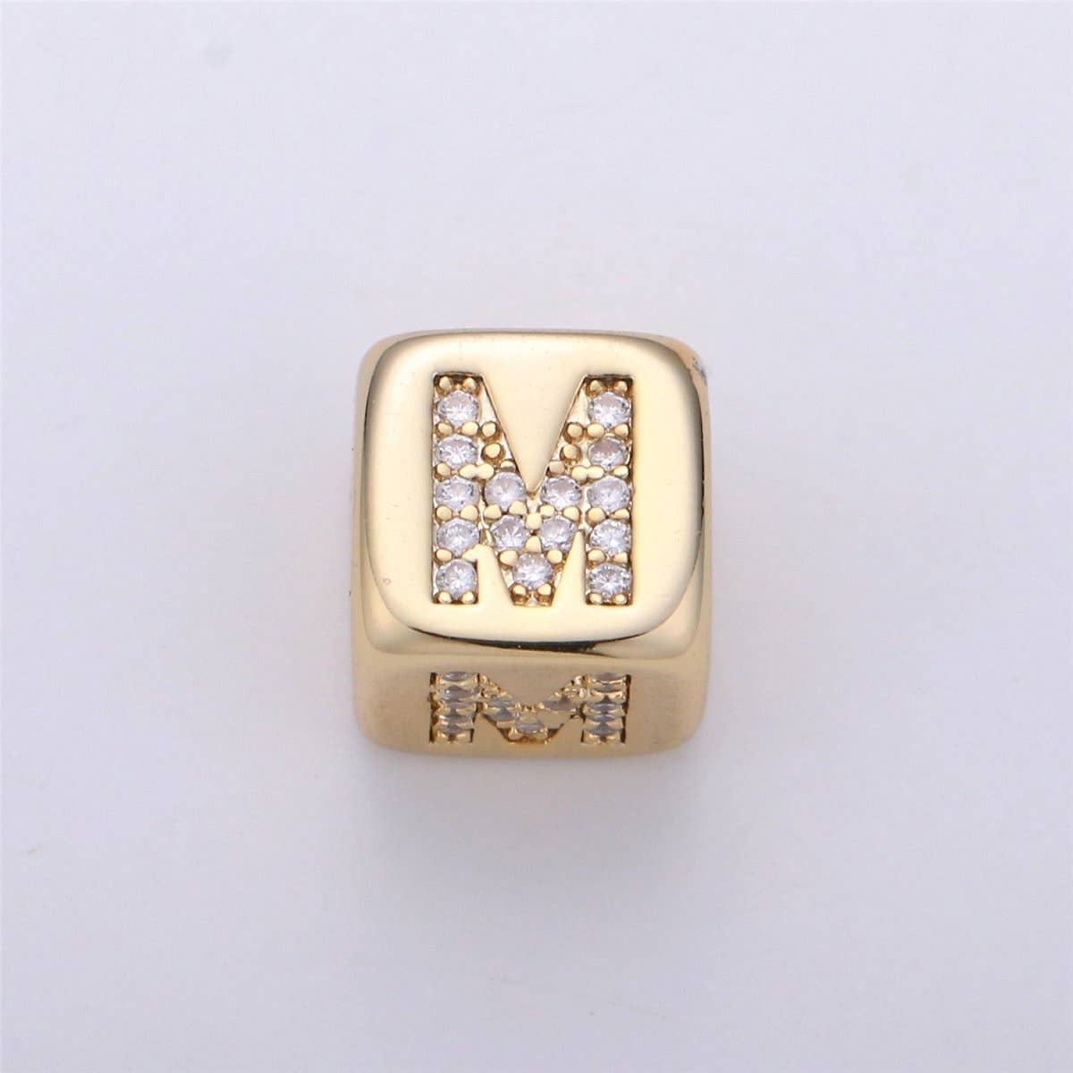 9x9mm Gold Initial Letter Beads, Alphabet Beads, Initial Beads, Alphabet Blocks Micro Pave Initial Block Charm for Bracelet Necklace Supply