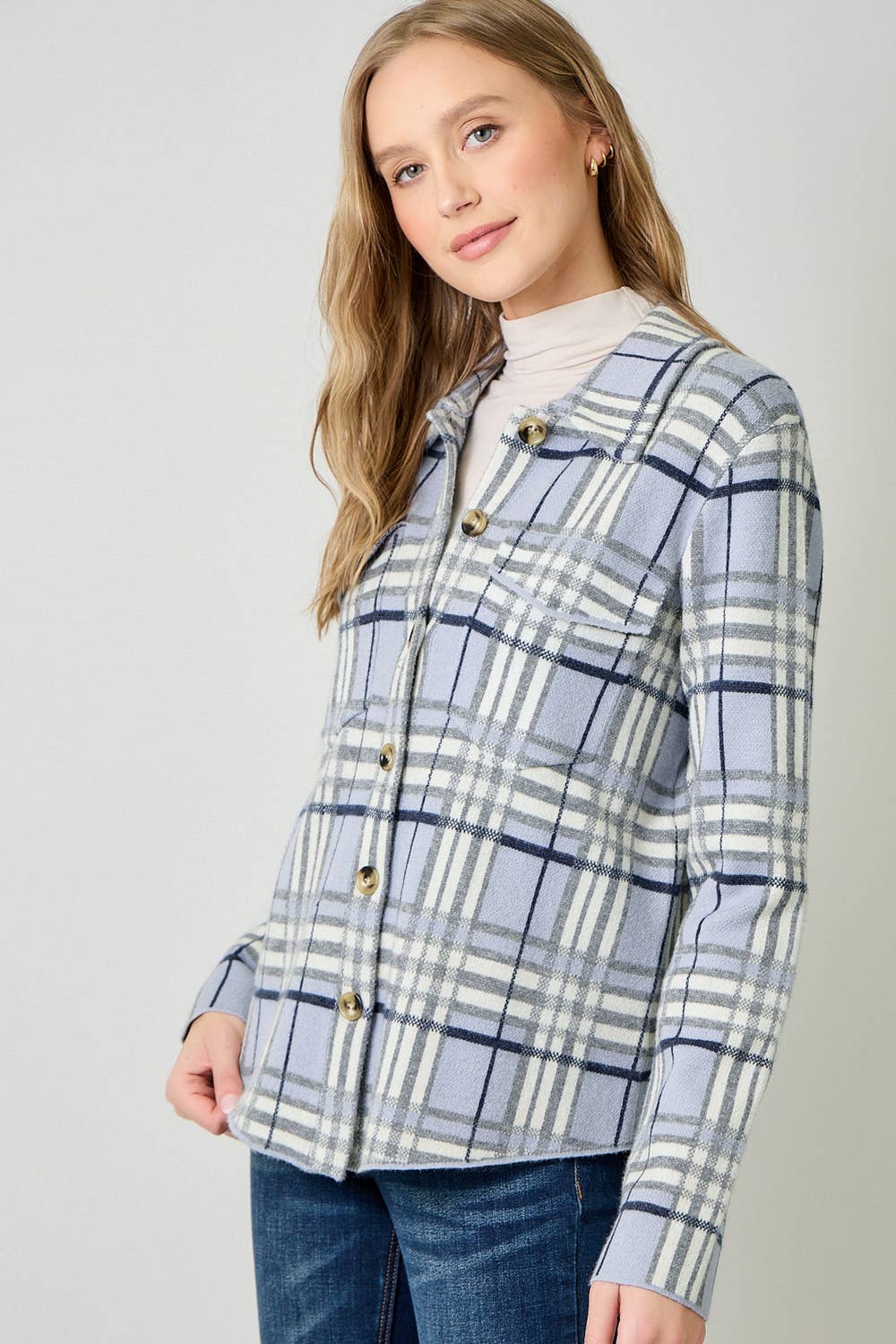 60843 Check Patterned Sweater Jacket