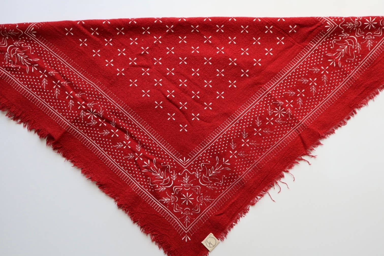Poppy Red Classic Print Naturally Dyed Bandana (white)