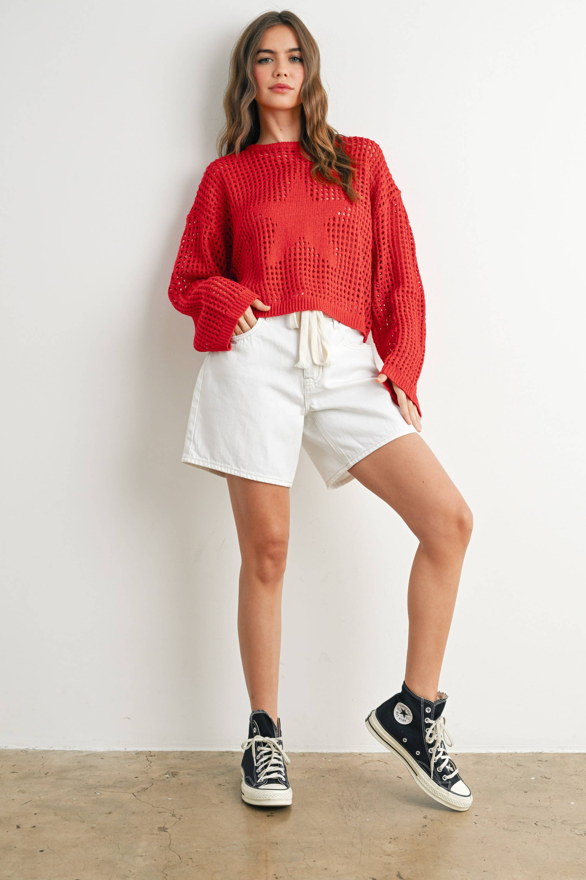 Crew Neck Crochet Sweater