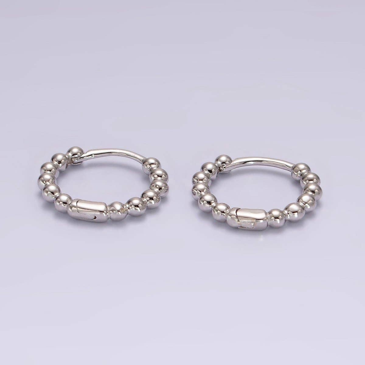 14K Gold Filled Beaded Ball Round Bubble Huggie Hoop Earring | P373
