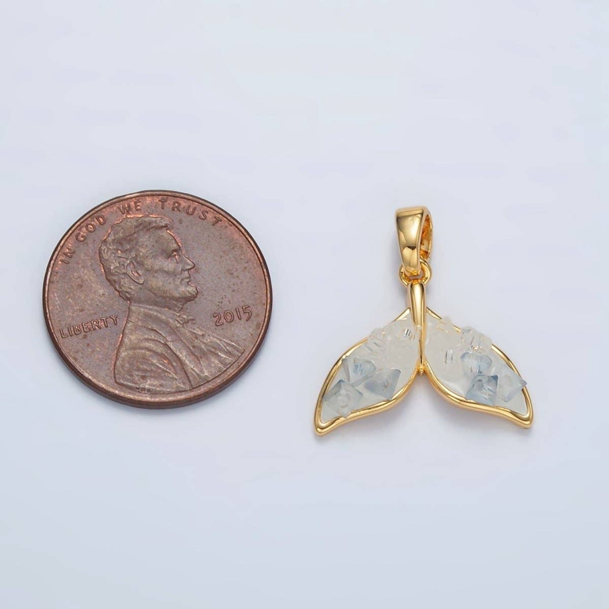 24K Gold Filled Blue Agate Enamel Dolphin Fish Tail Pendant | AA1526