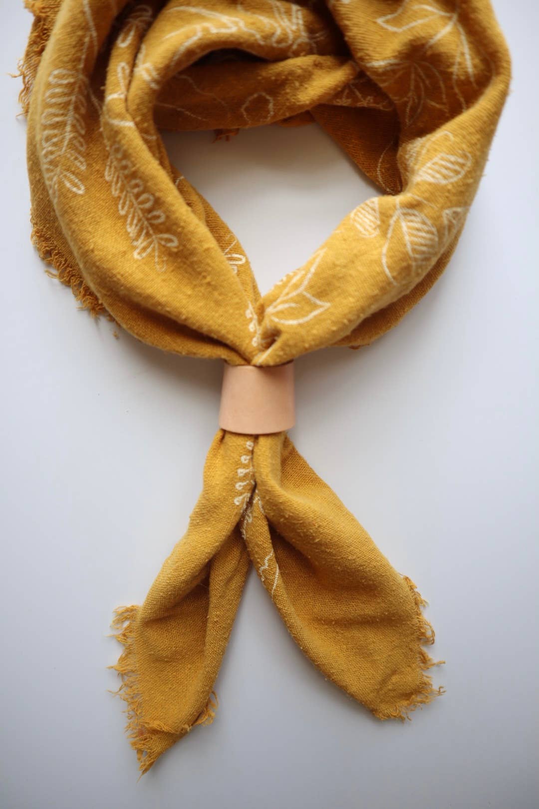Desert Gold Botanical Print Naturally Dyed Bandana (white)