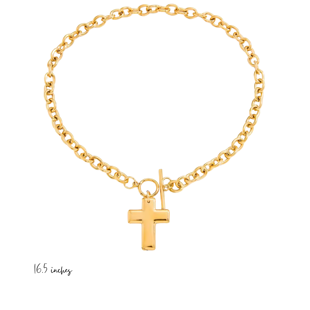 Solid Cross Toggle Necklace
