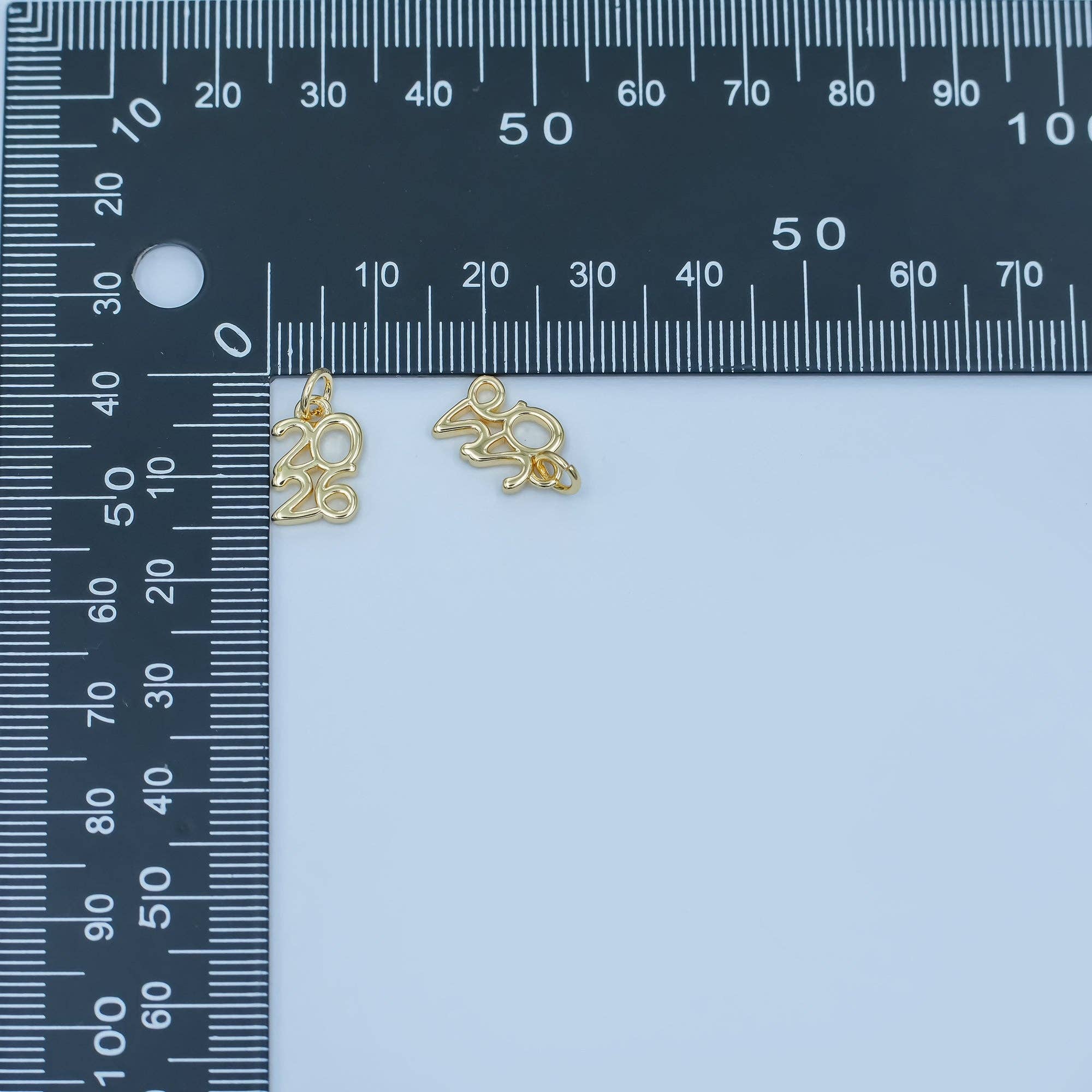 24K Gold Filled "2026" Year Script Minimalist Charm