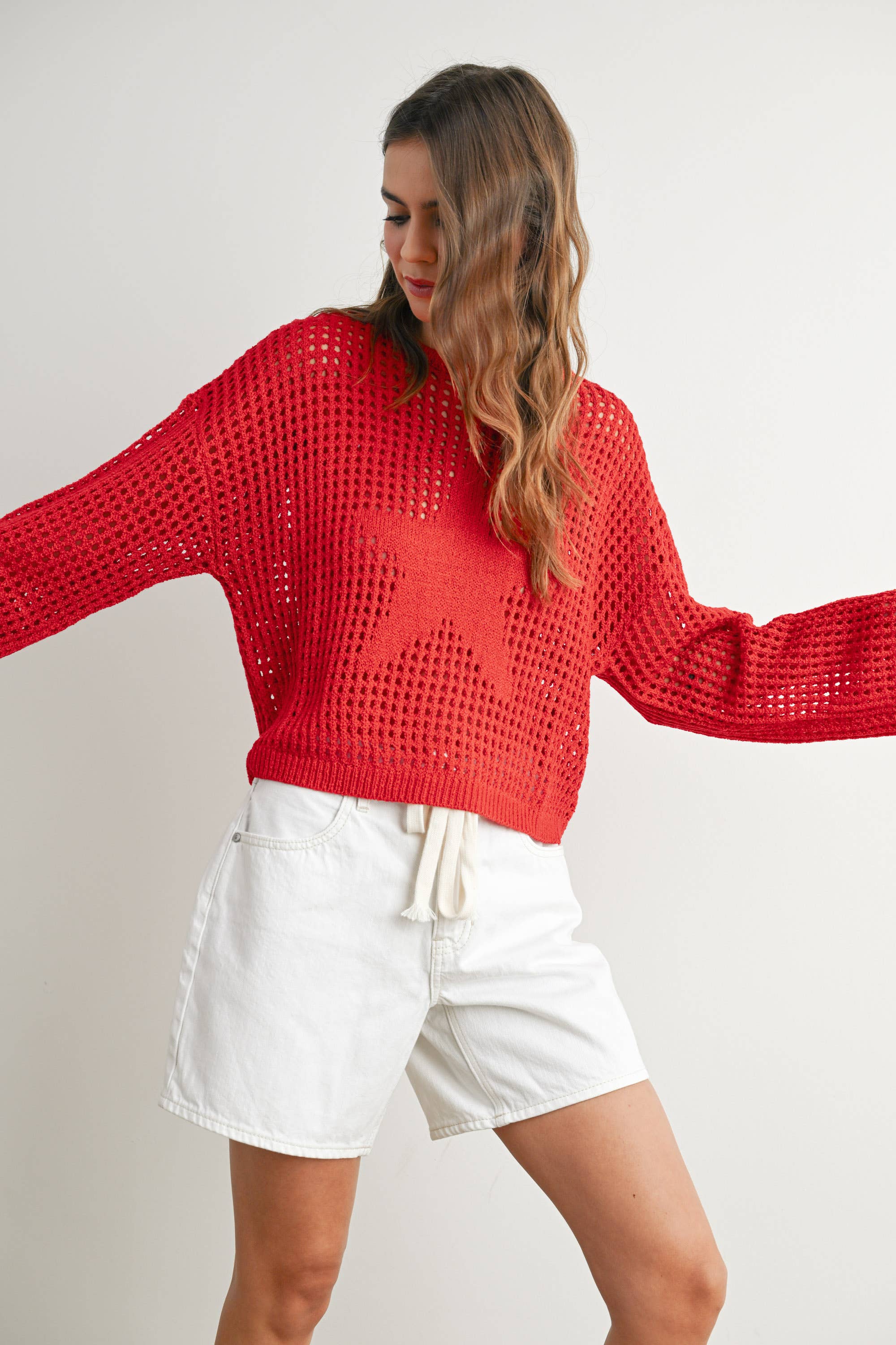 Crew Neck Crochet Sweater