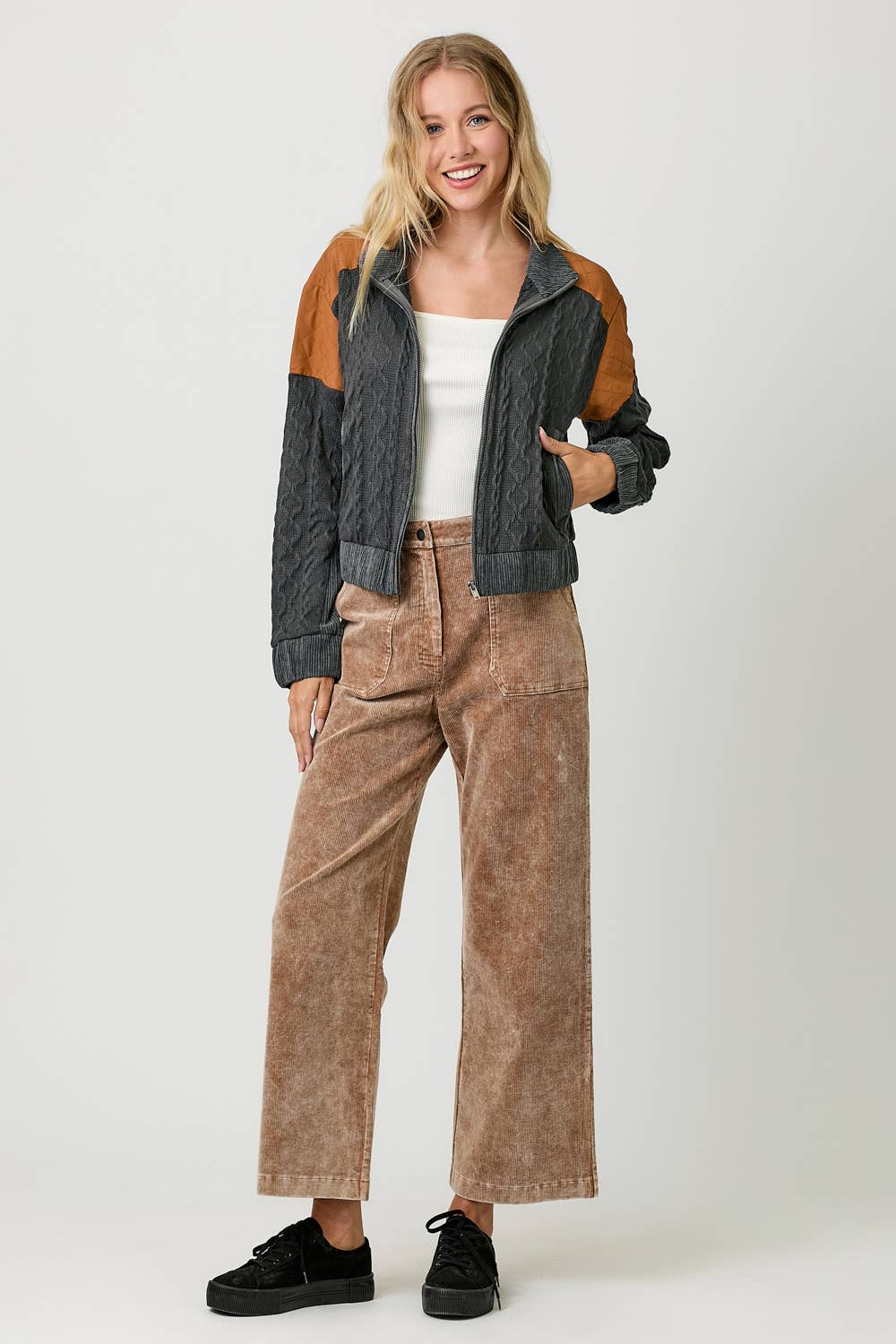 Mixed Media Bomber Jacket