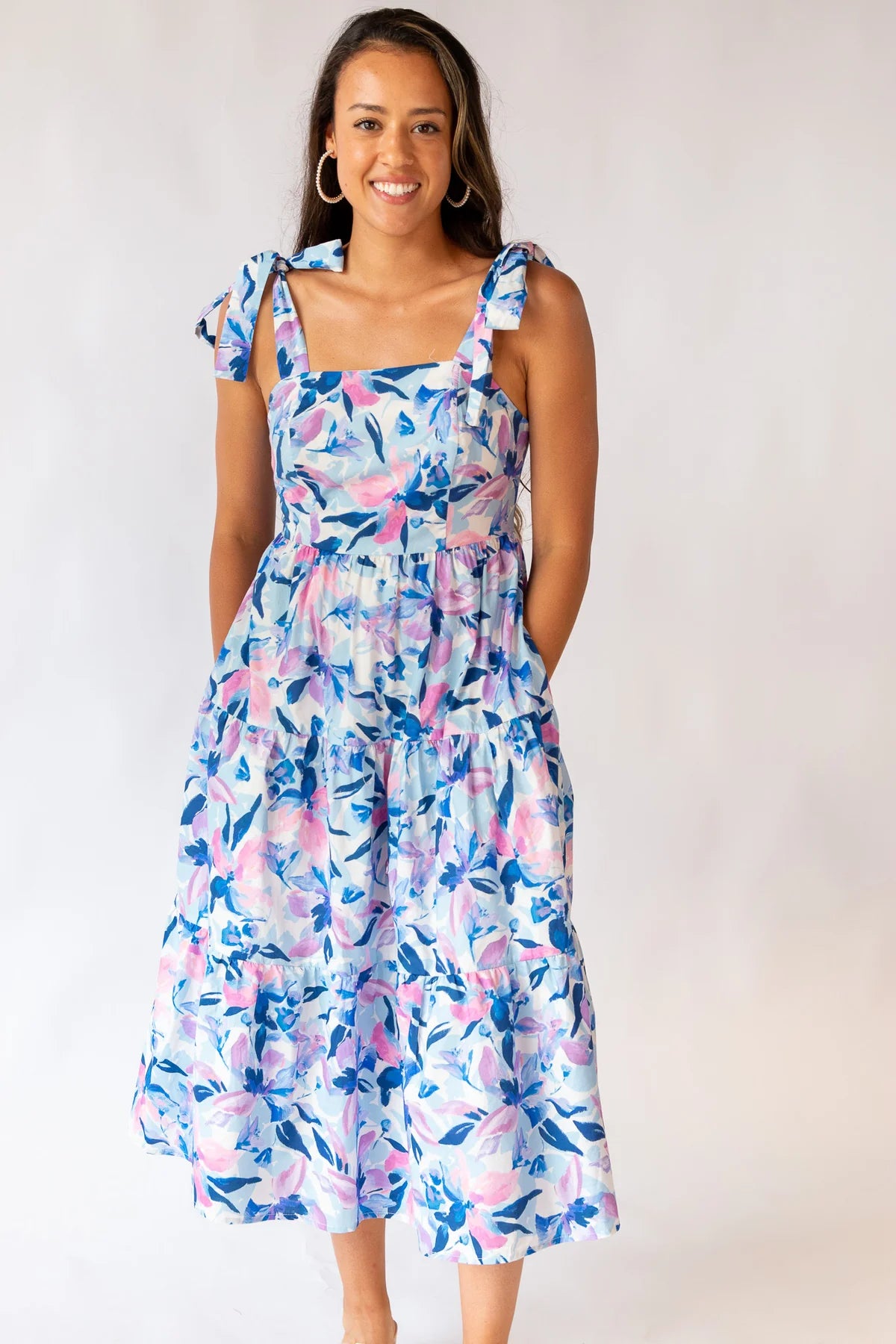 Alessia Printed Midi Tiered Dress