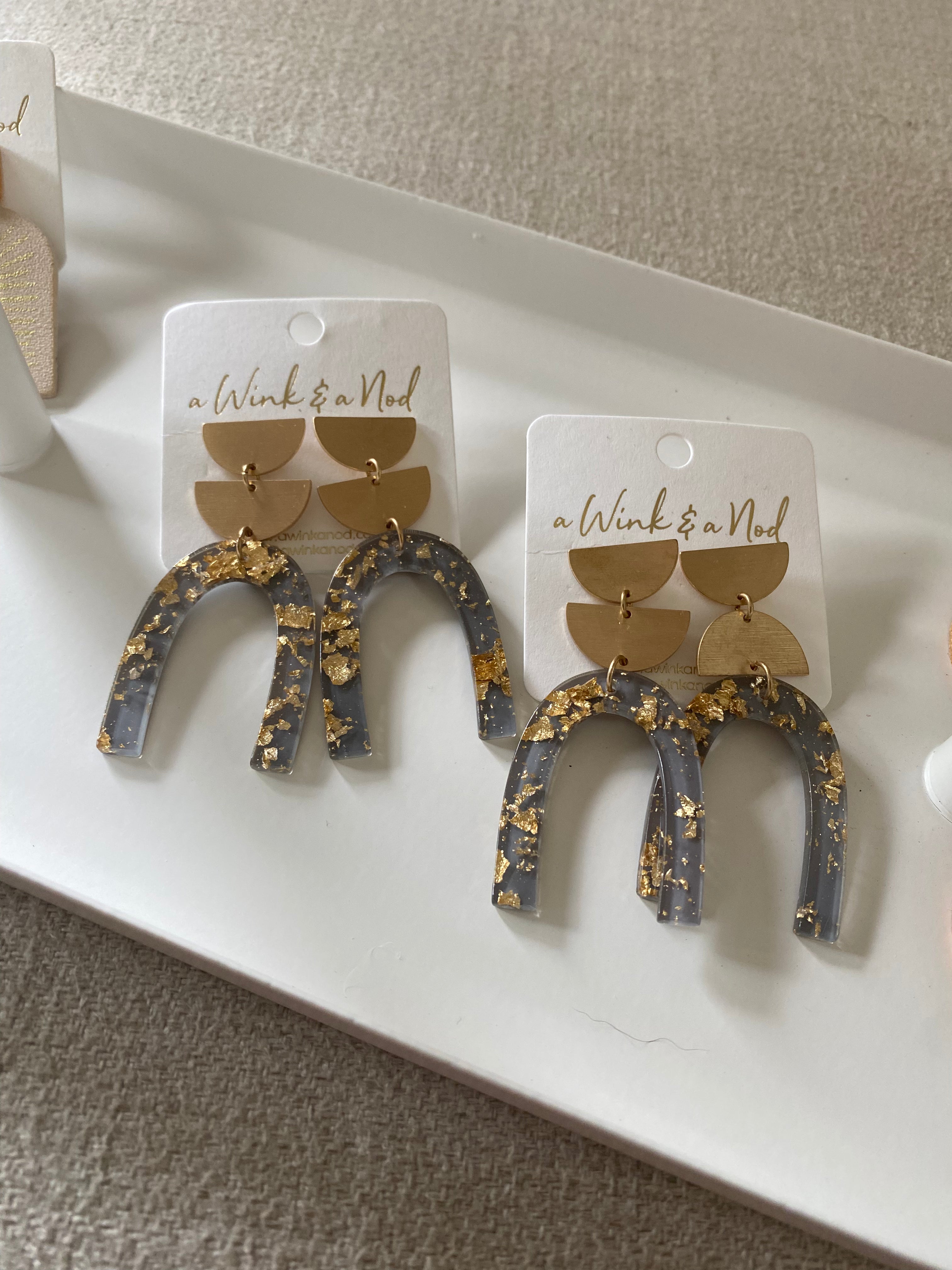 Tiered Chandelier Foil Earrings - Gold